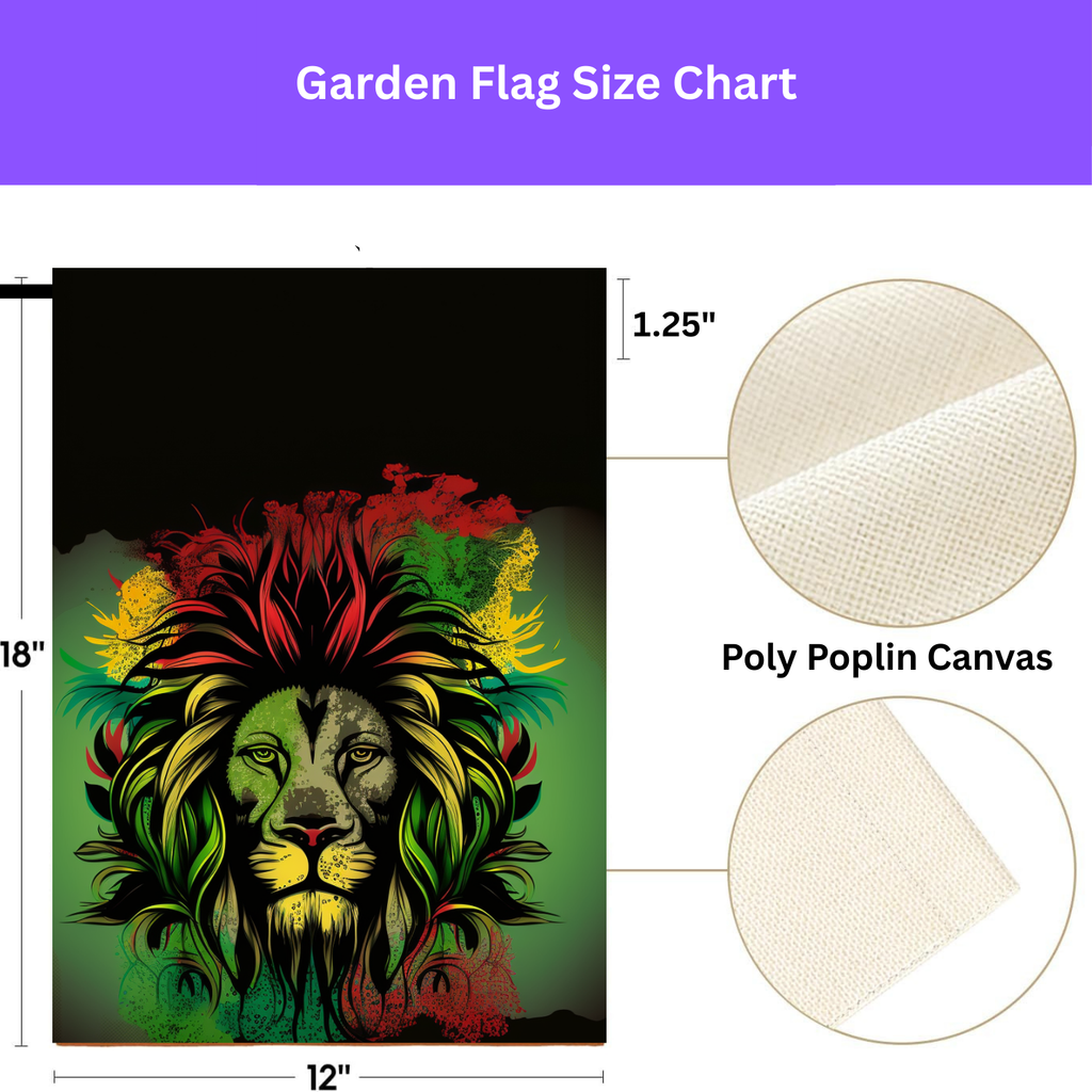 Vibrant Rasta Lion Garden Flag - porch decor - Dragonfire Gardens