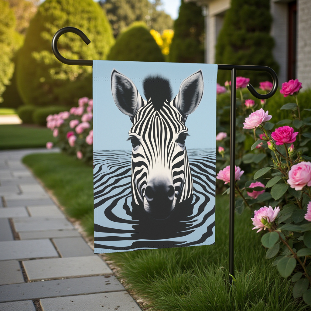 Zebra Strips Garden Flag - size comparison - Dragonfire Gardens