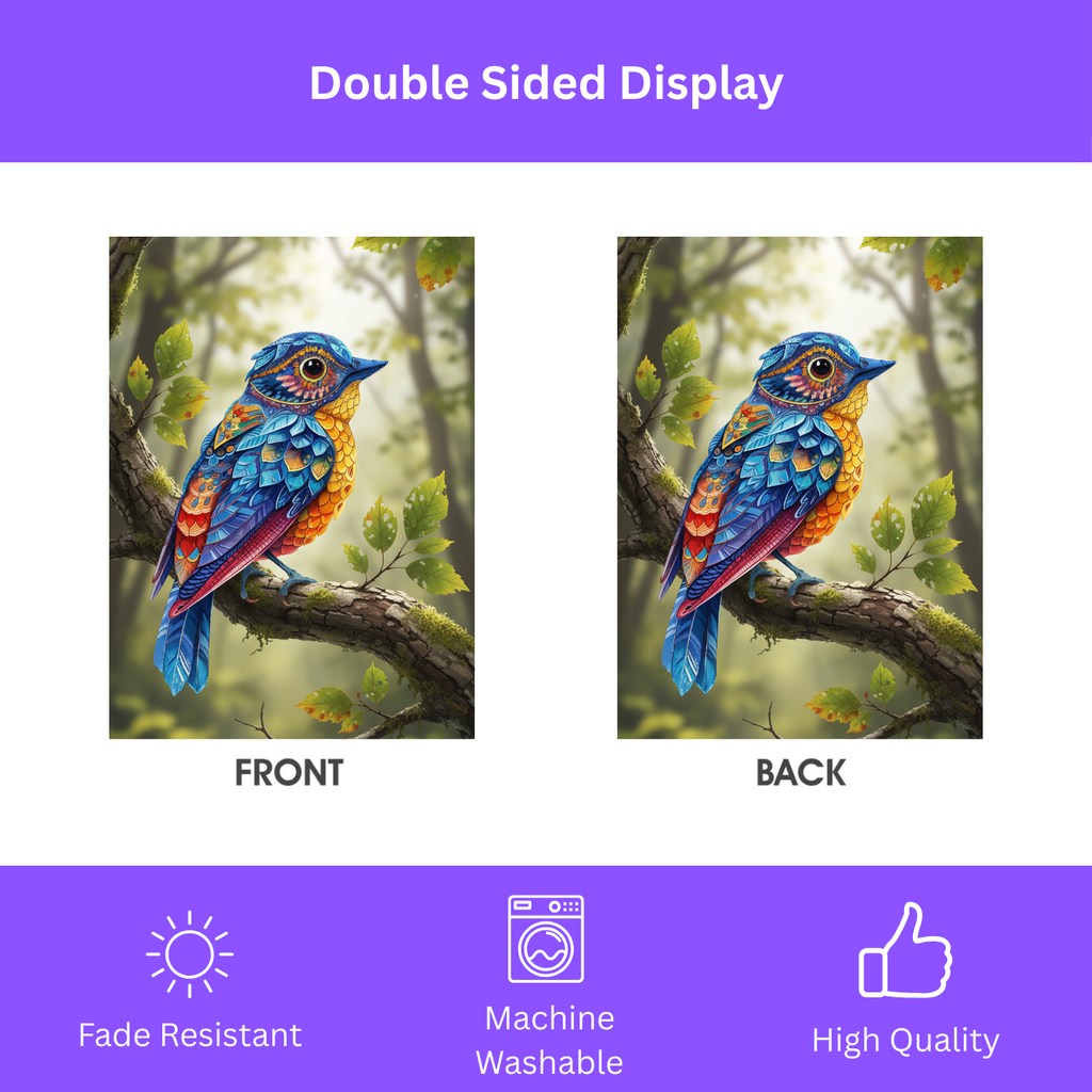 Colorful Abstract Bird Garden Flag - double-sided design - Dragonfire Gardens