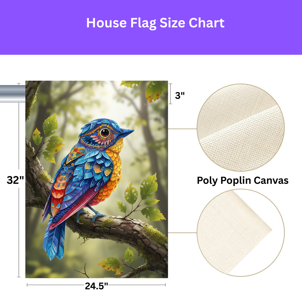 Colorful Abstract Bird Garden Flag - porch decor - Dragonfire Gardens