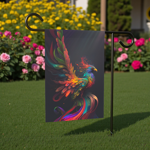 Abstract Rainbow Phoenix Garden Flag - porch decor - Dragonfire Gardens