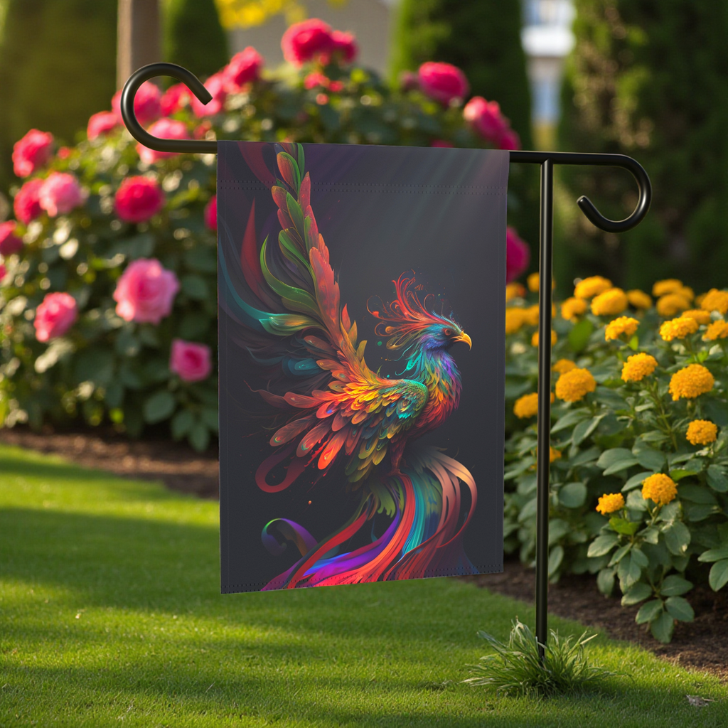 Abstract Rainbow Phoenix Garden Flag
