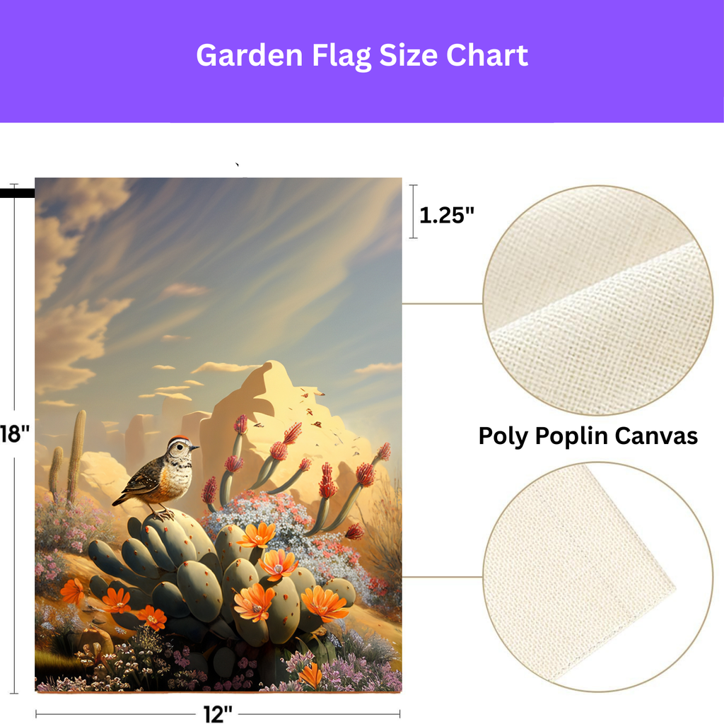 Bird on a Cactus Garden Flag - porch decor - Dragonfire Gardens