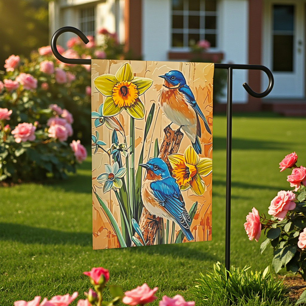 Two Blue Birds Garden Flag