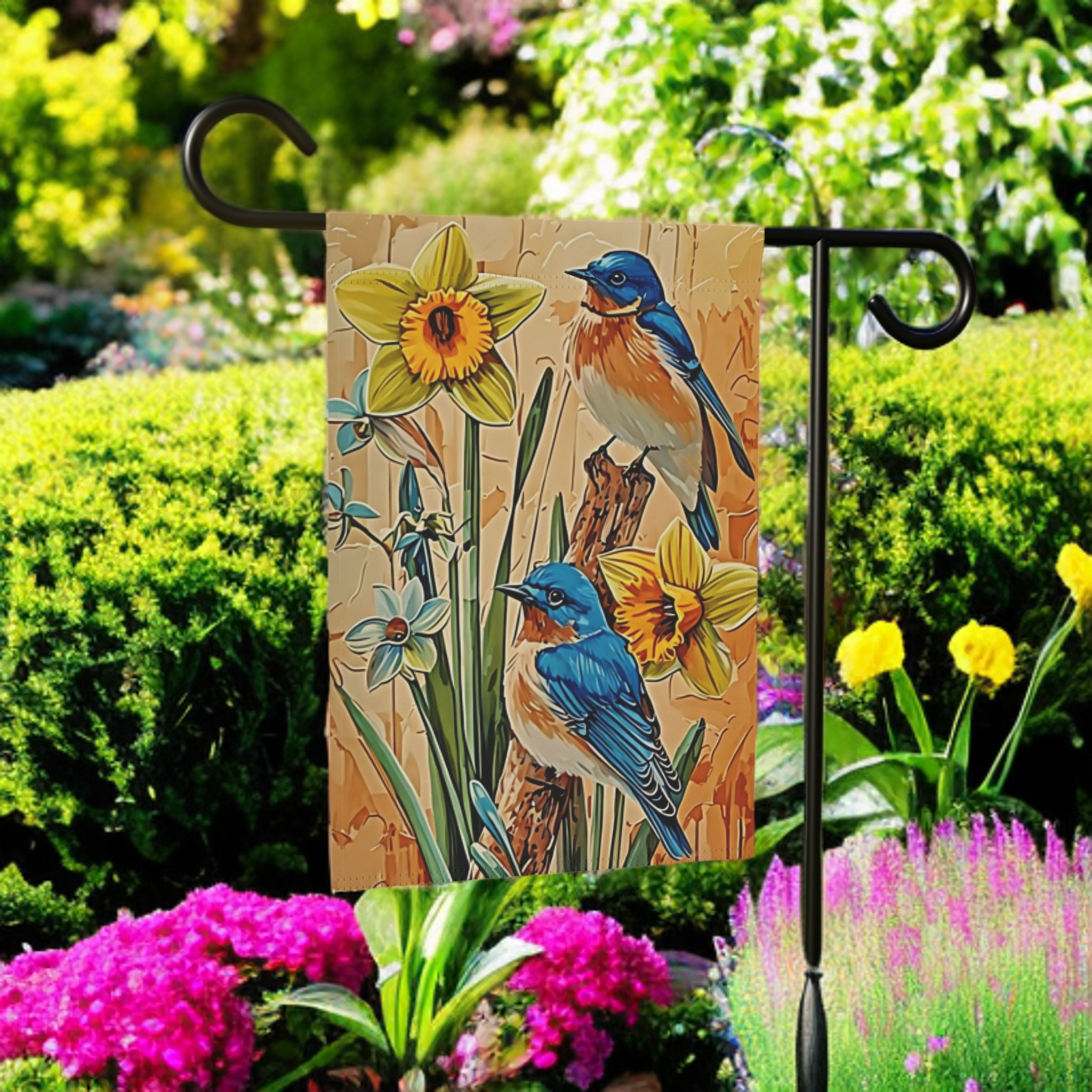 Two Blue Birds Garden Flag