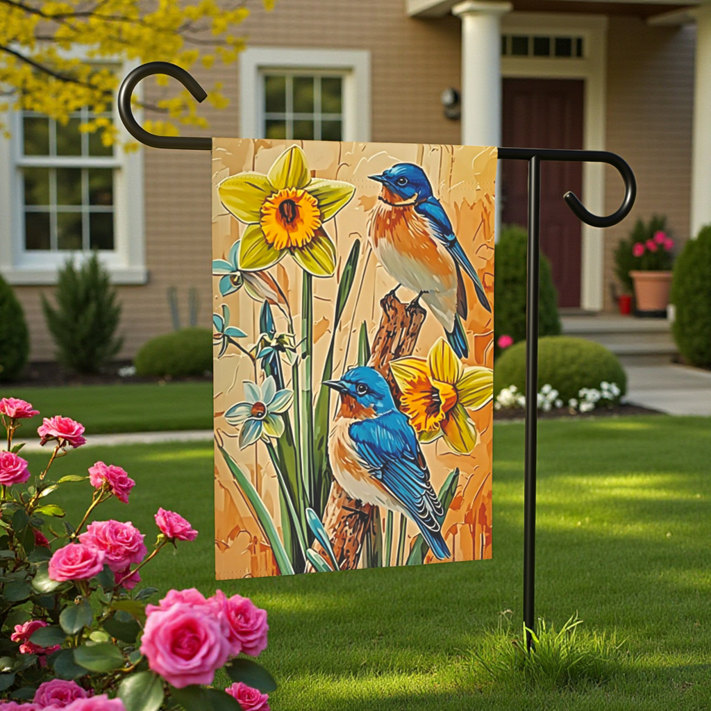 Two Blue Birds Garden Flag