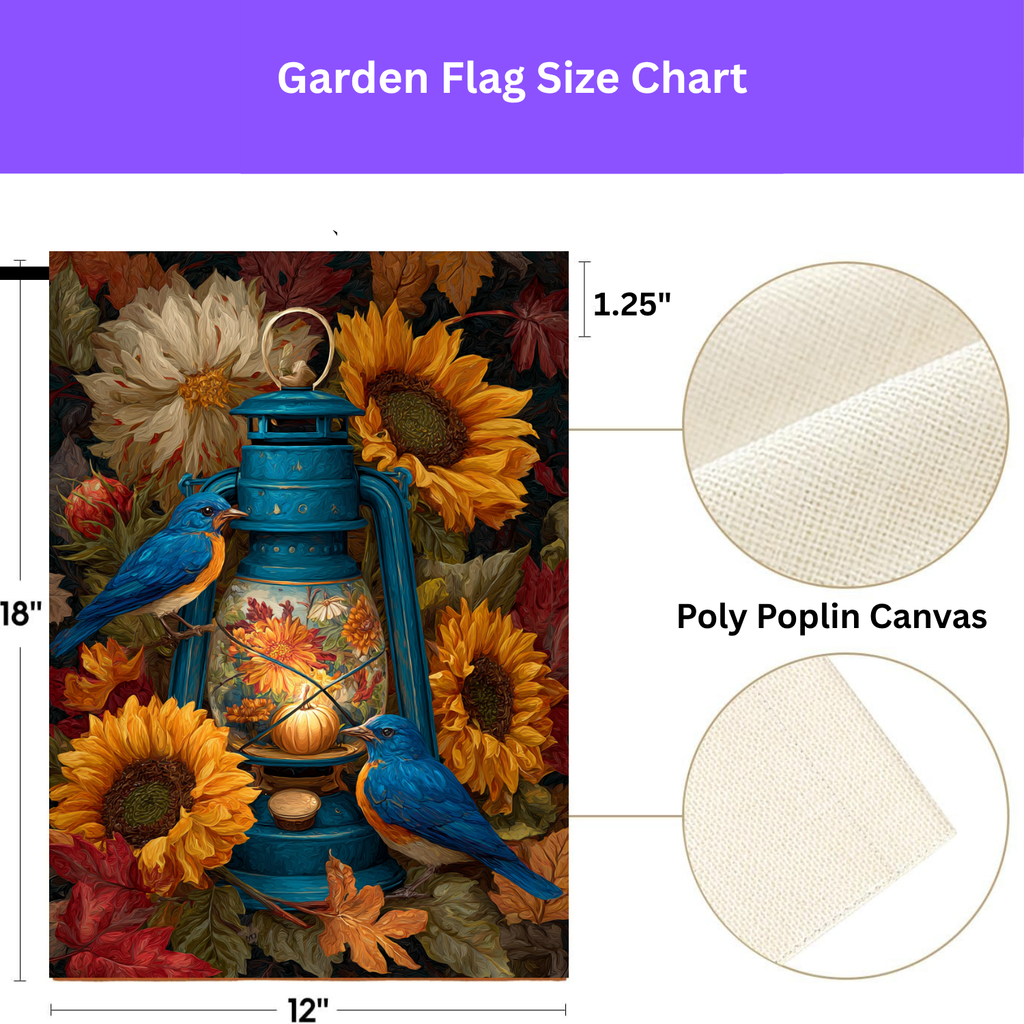 Blue Lantern and Blue Birds Garden Flag - yard display - Dragonfire Gardens