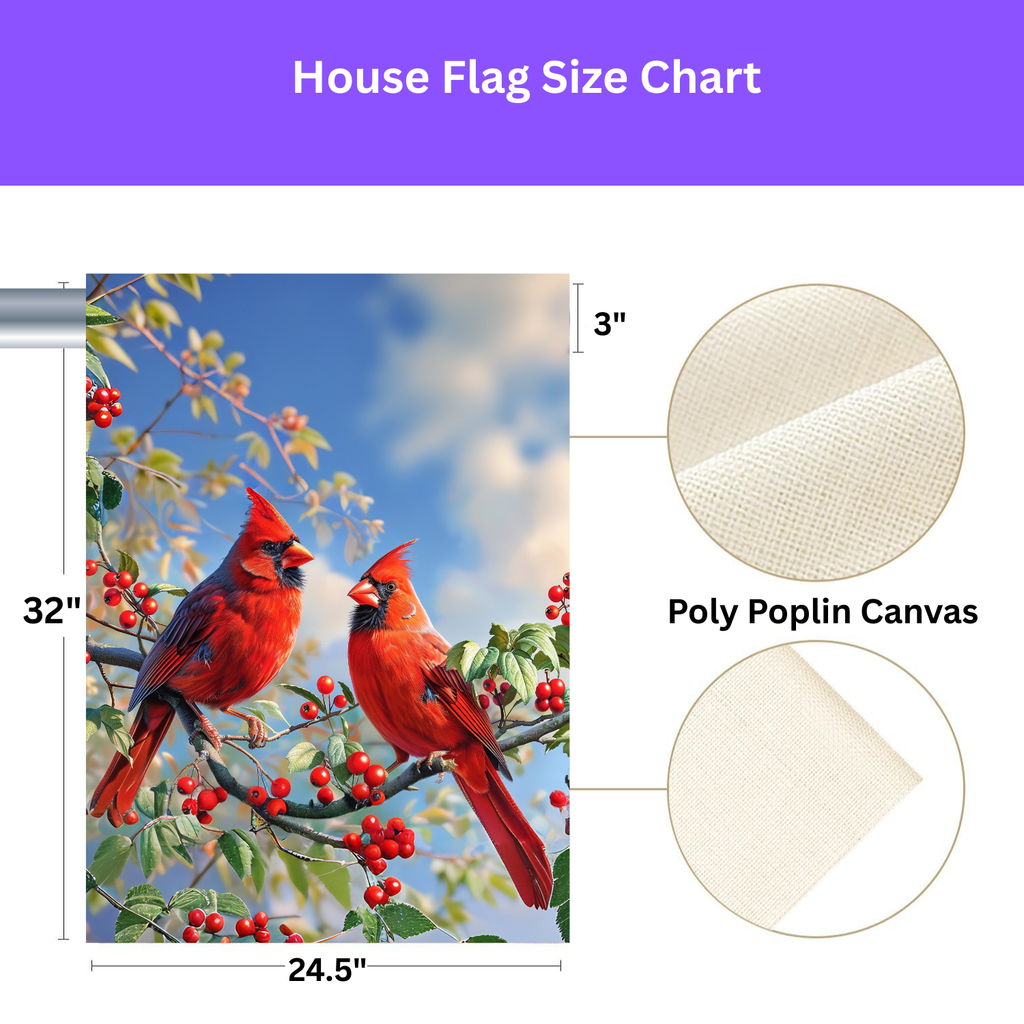 Two Cardinals in the Branches Garden Flag - porch decor - Dragonfire Gardens