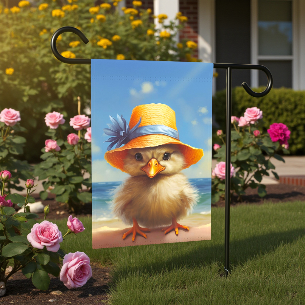 Beach Duckling Garden Flag