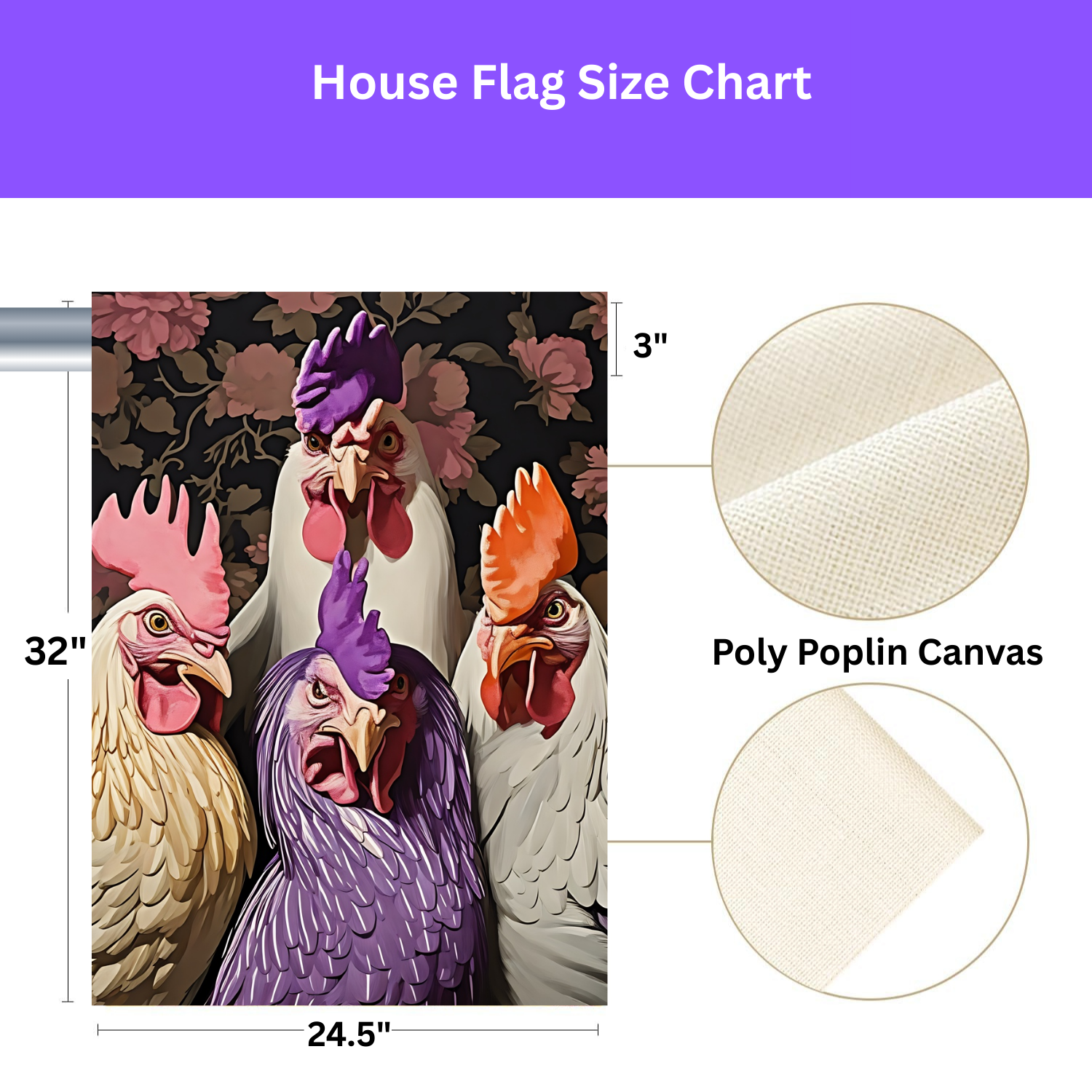 Angry Abstract Chickens Garden Flag - lifestyle display - Dragonfire Gardens