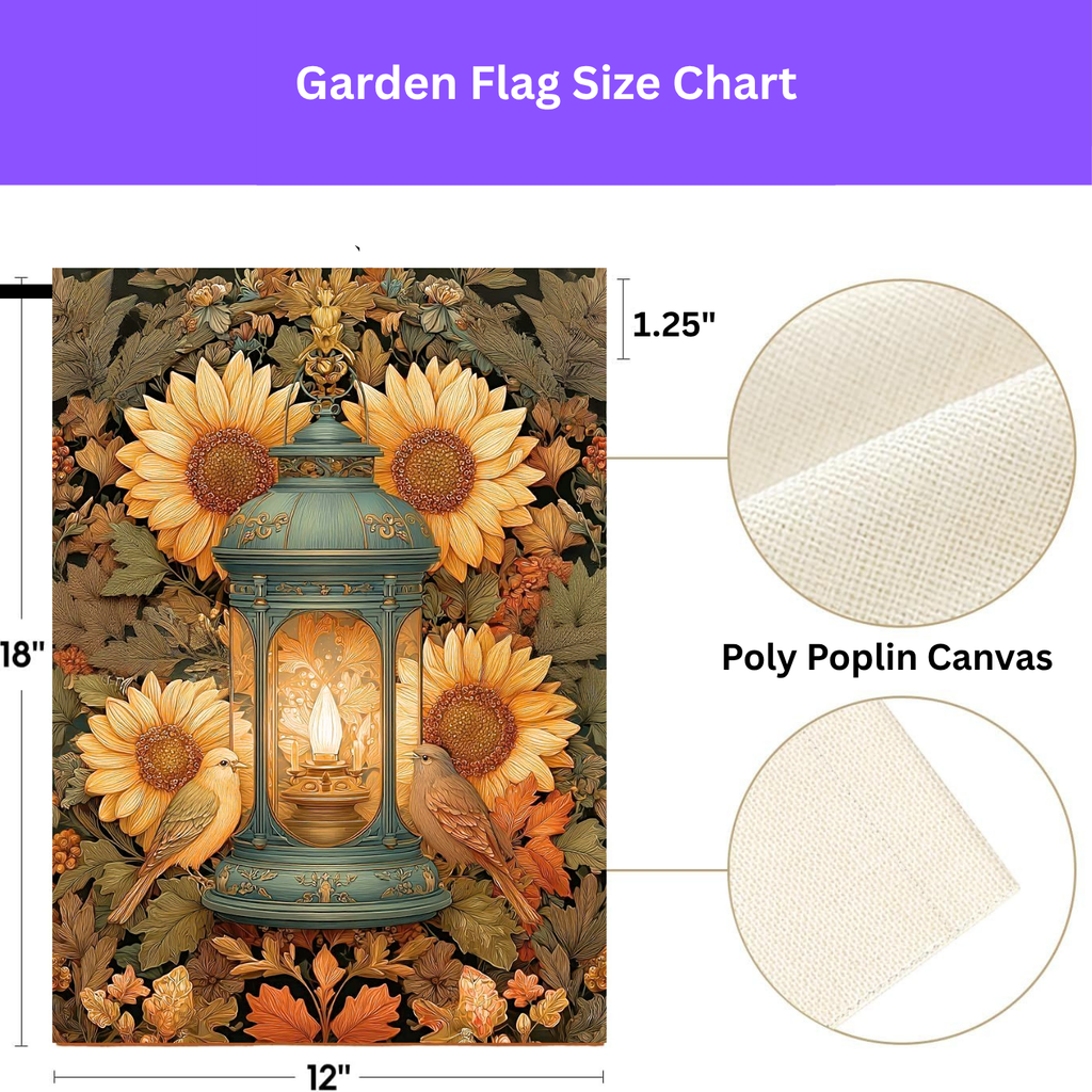 Sunflower and Birds Lantern Garden Flag - porch decor - Dragonfire Gardens