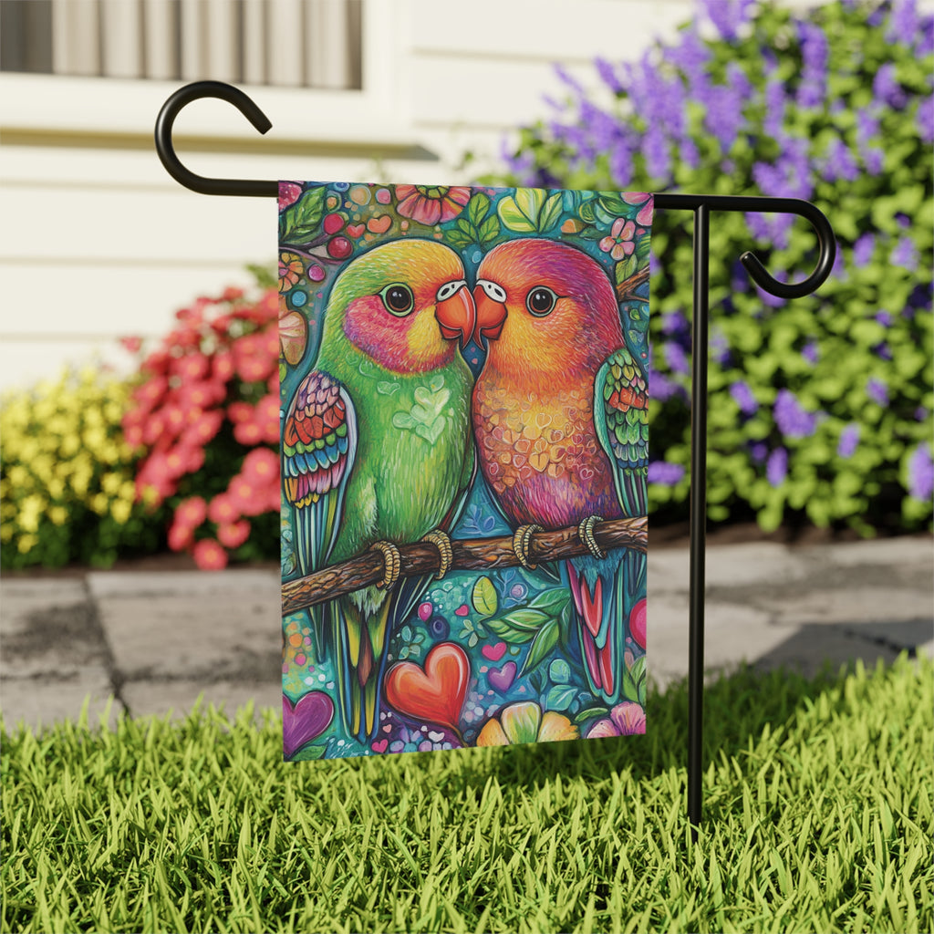 Abstract Love Birds Garden Flag