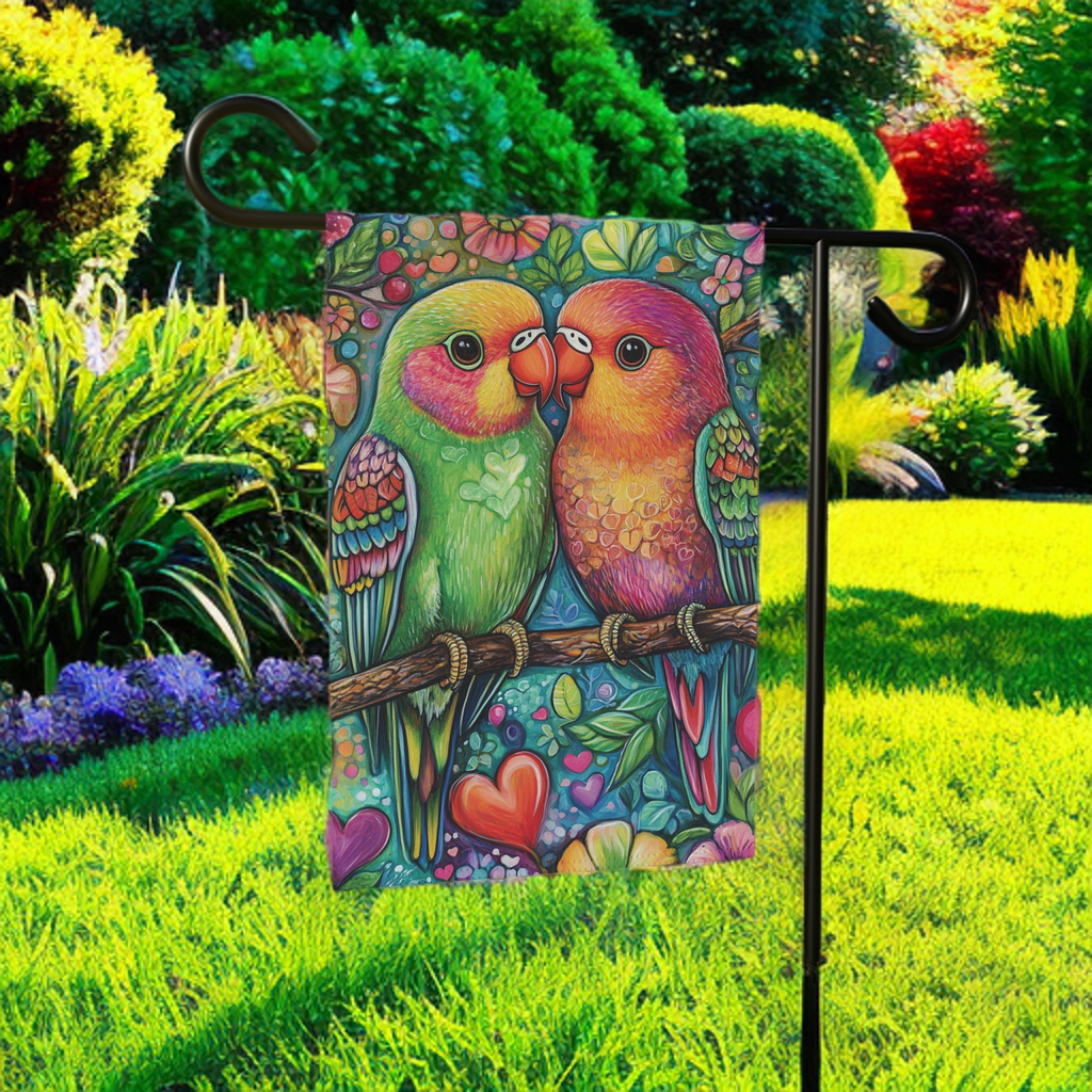 Abstract Love Birds Garden Flag