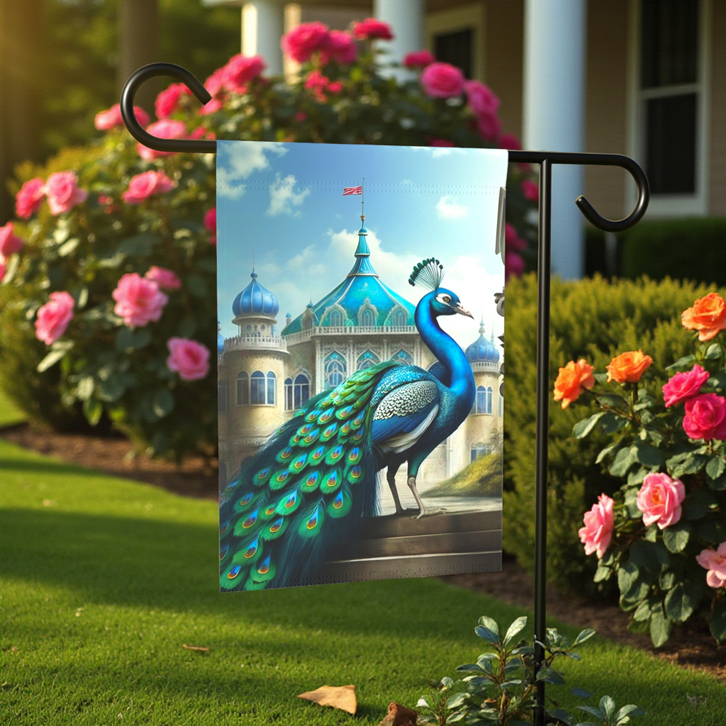 Vibrant Peacock Garden Flag