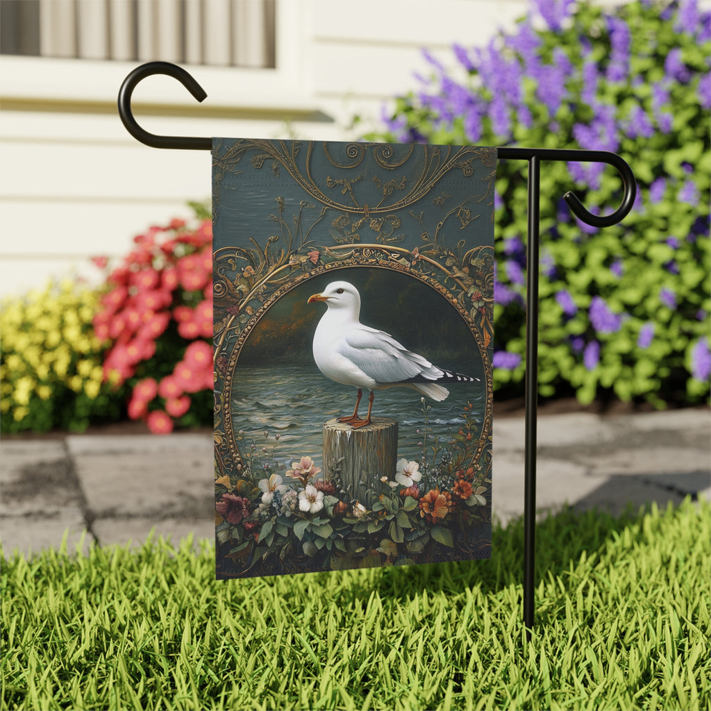 Seagull On A Post Garden Flag