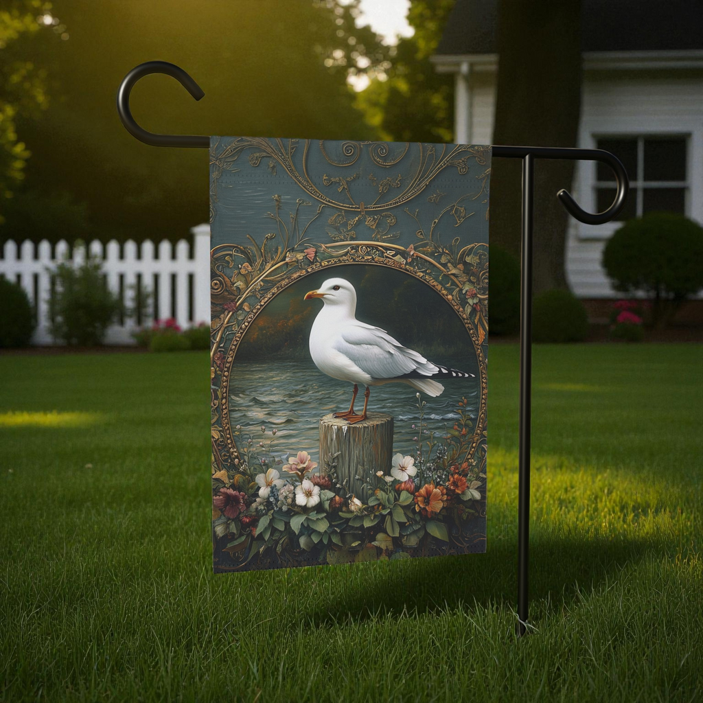 Seagull On A Post Garden Flag