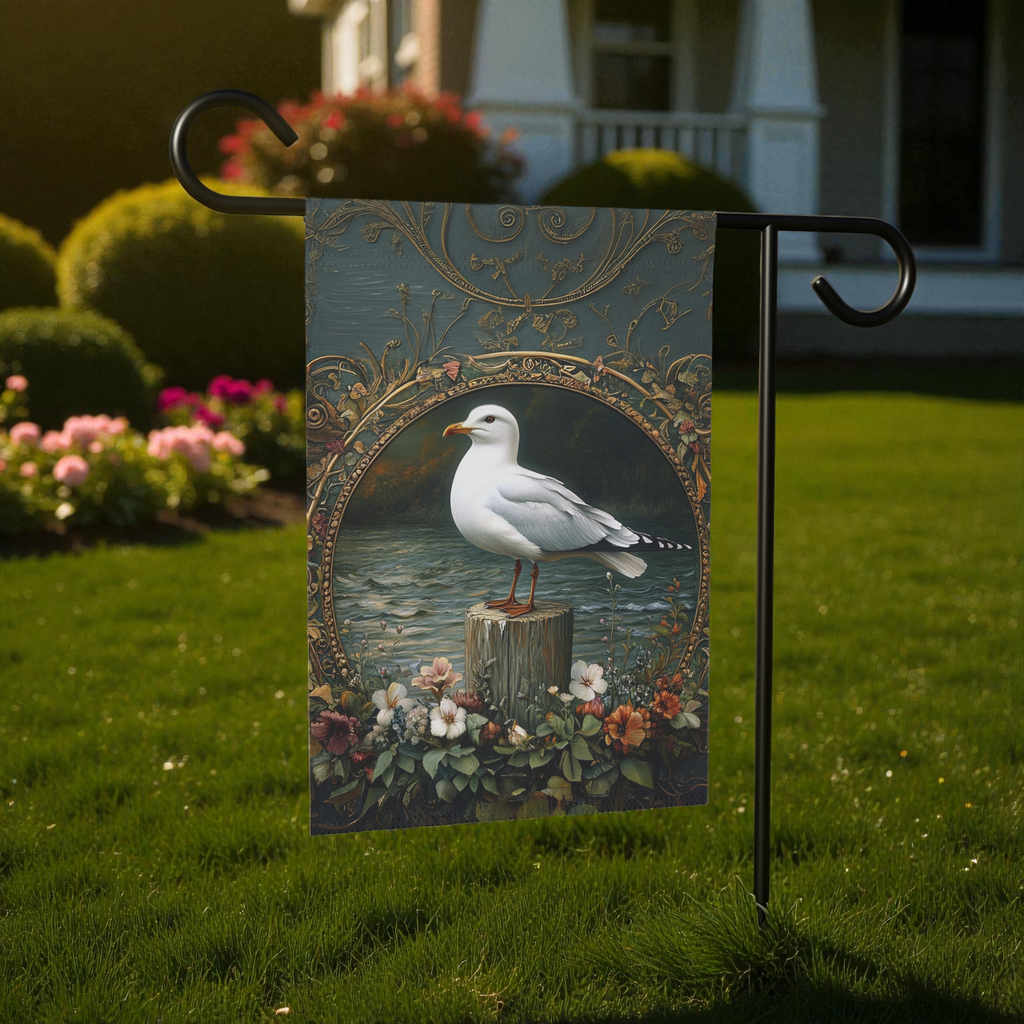 Seagull On A Post Garden Flag