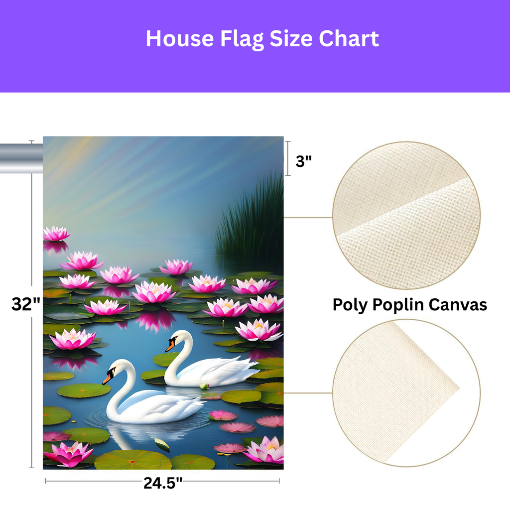 Lotus Flower Swan Garden Flag - yard display - Dragonfire Gardens