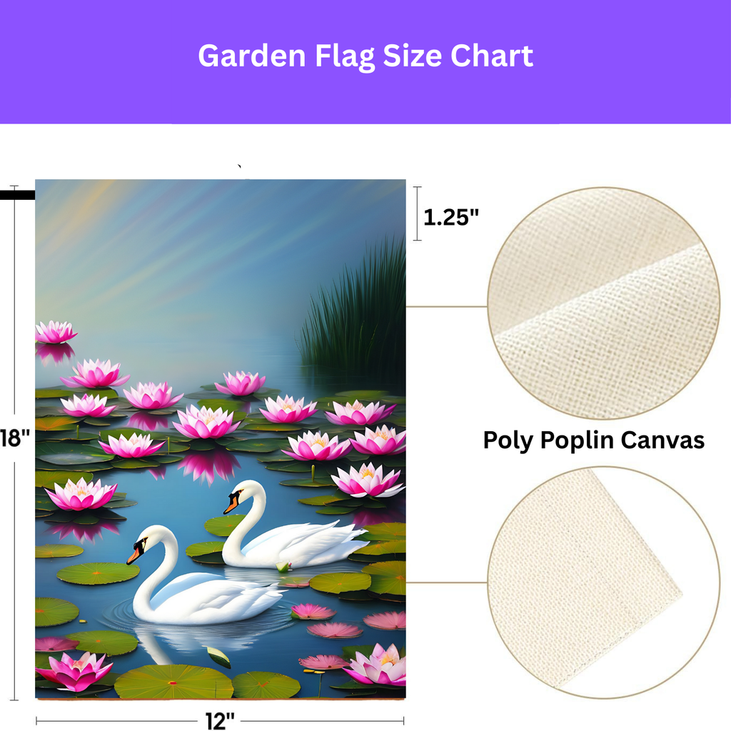 Lotus Flower Swan Garden Flag - porch decor - Dragonfire Gardens