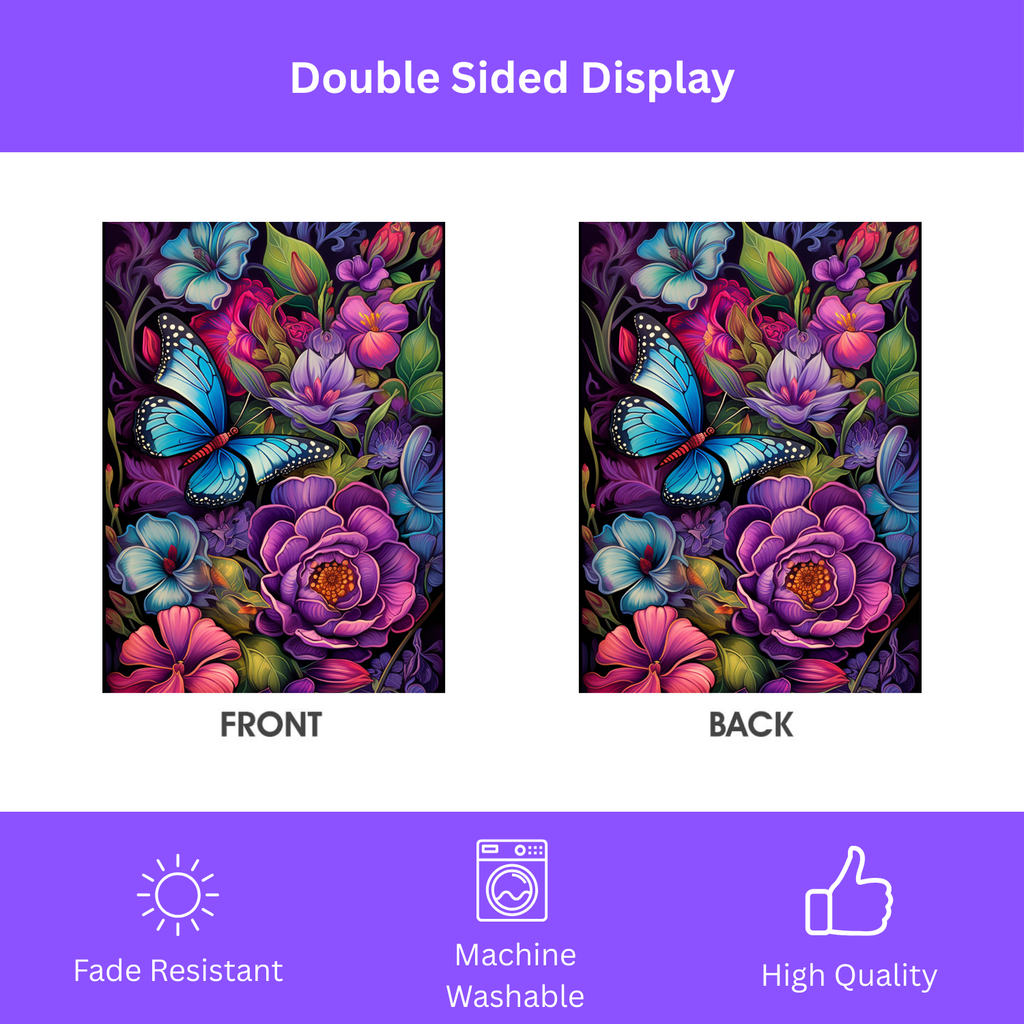 Abstract Blue Butterfly Garden Flag
