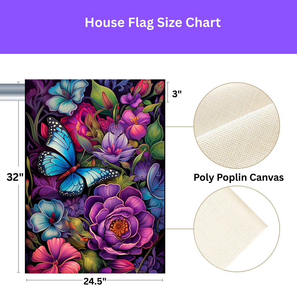 Abstract Blue Butterfly Garden Flag