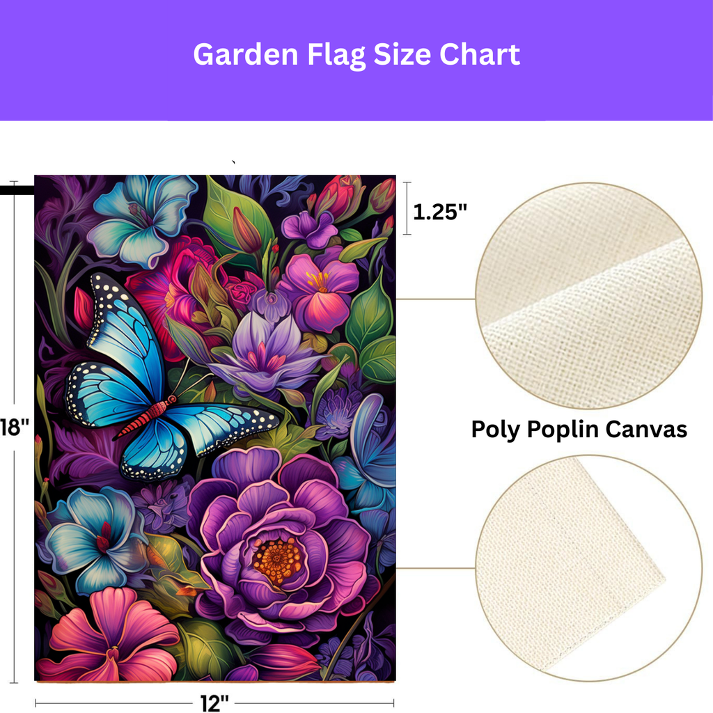 Abstract Blue Butterfly Garden Flag