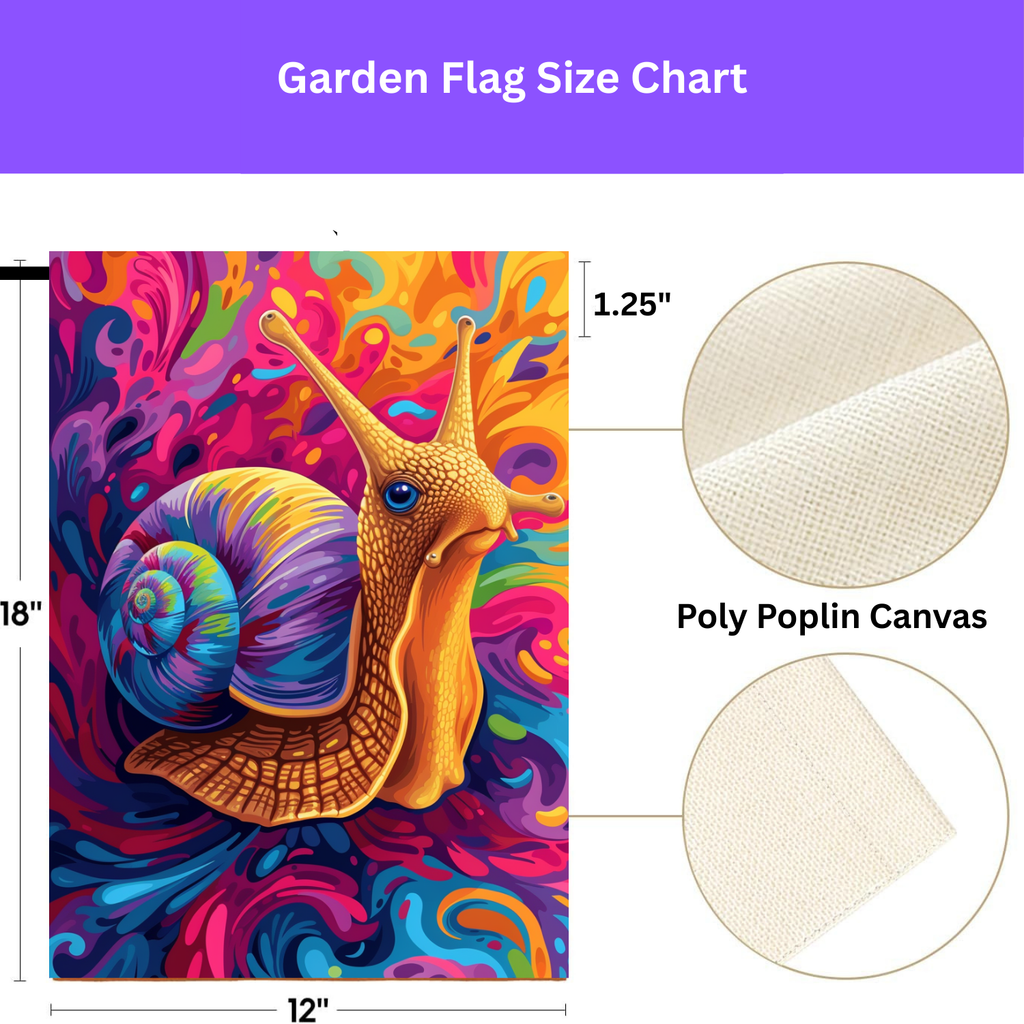 Colorful Snail Garden Flag - double-sided design - Dragonfire Gardens