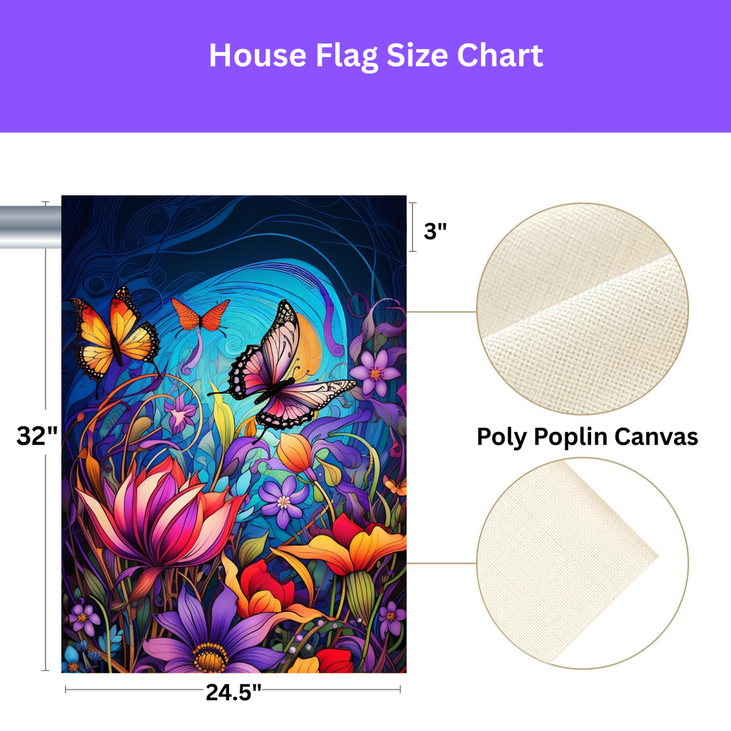 Colorful Flowers and Butterflies Garden Flag - yard display - Dragonfire Gardens