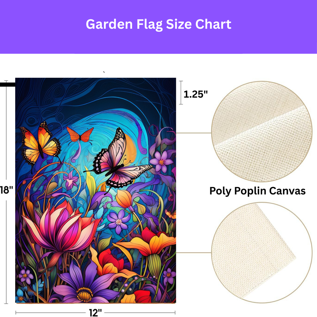 Colorful Flowers and Butterflies Garden Flag - porch decor - Dragonfire Gardens