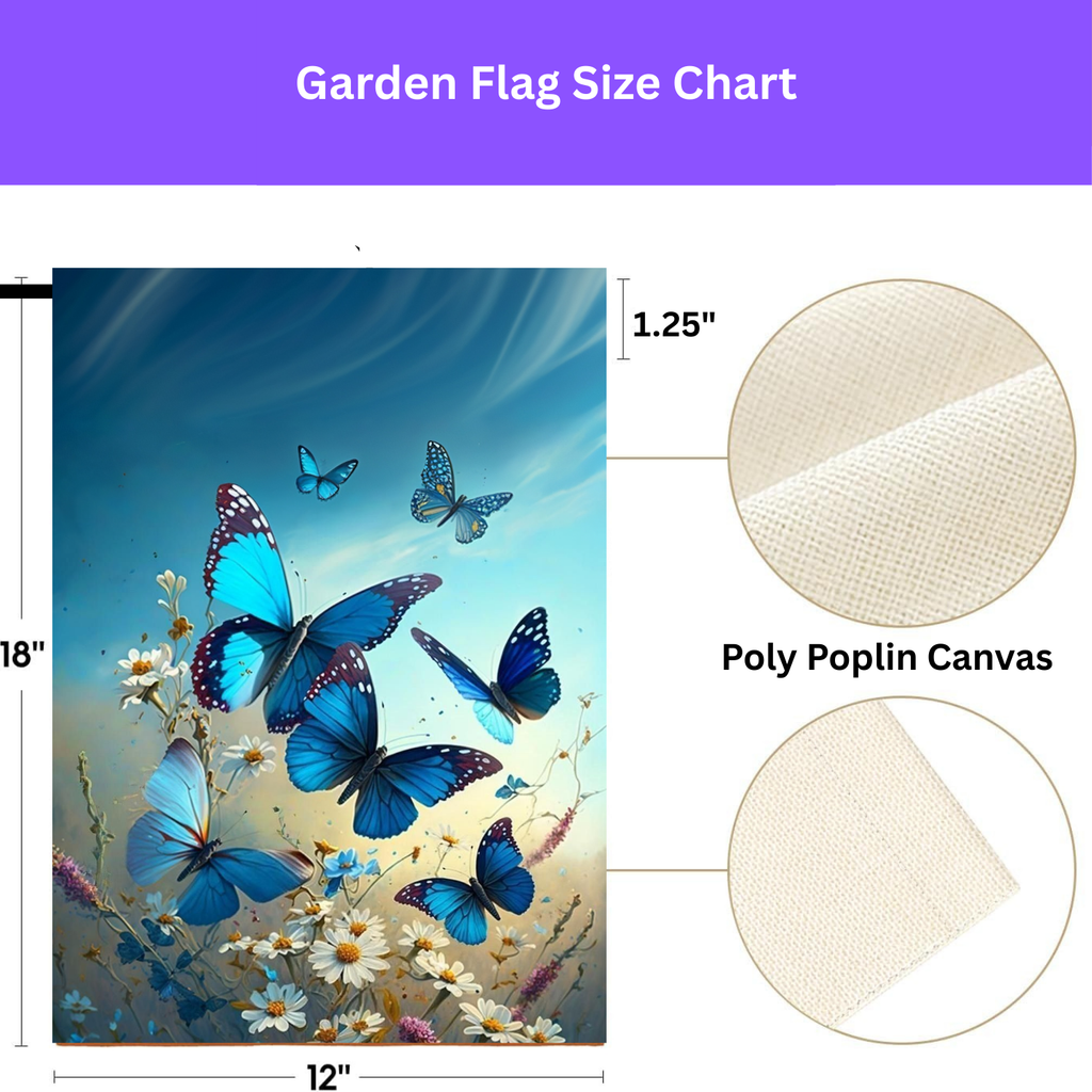 Blue Butterflies and Daisies Garden Flag - porch decor - Dragonfire Gardens