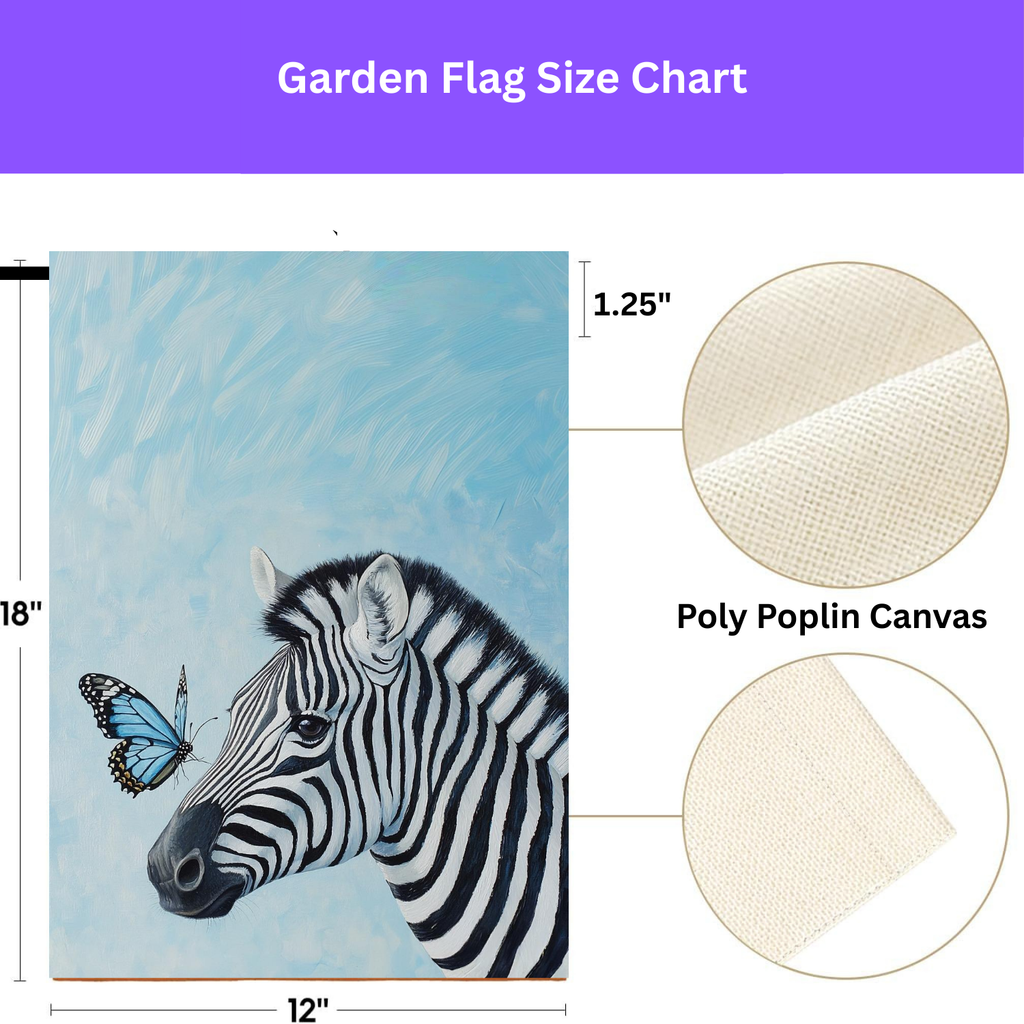 Zebra and Butterfly Garden Flag - porch decor - Dragonfire Gardens