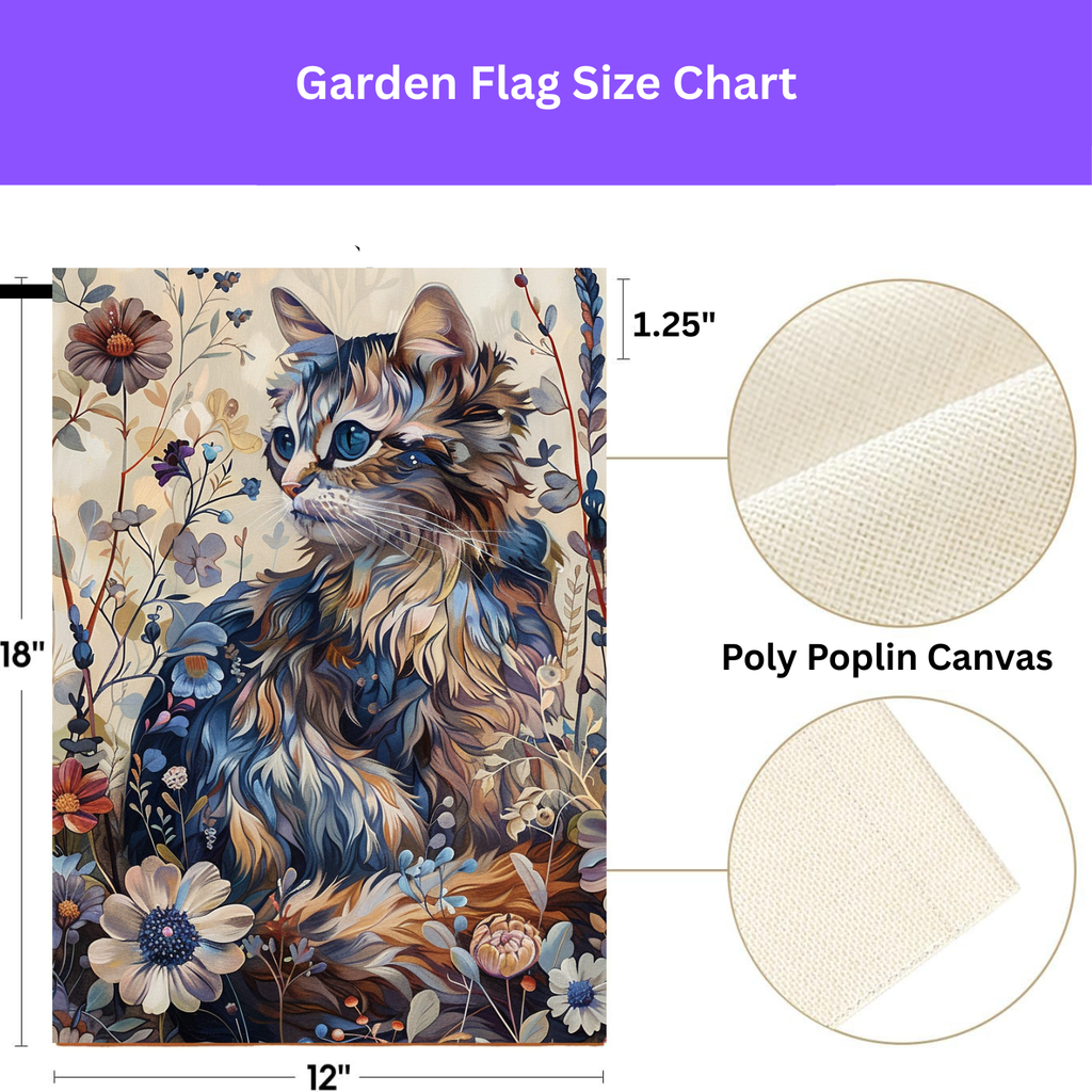 Abstract Beige and Blue Cat Garden Flag - porch decor - Dragonfire Gardens