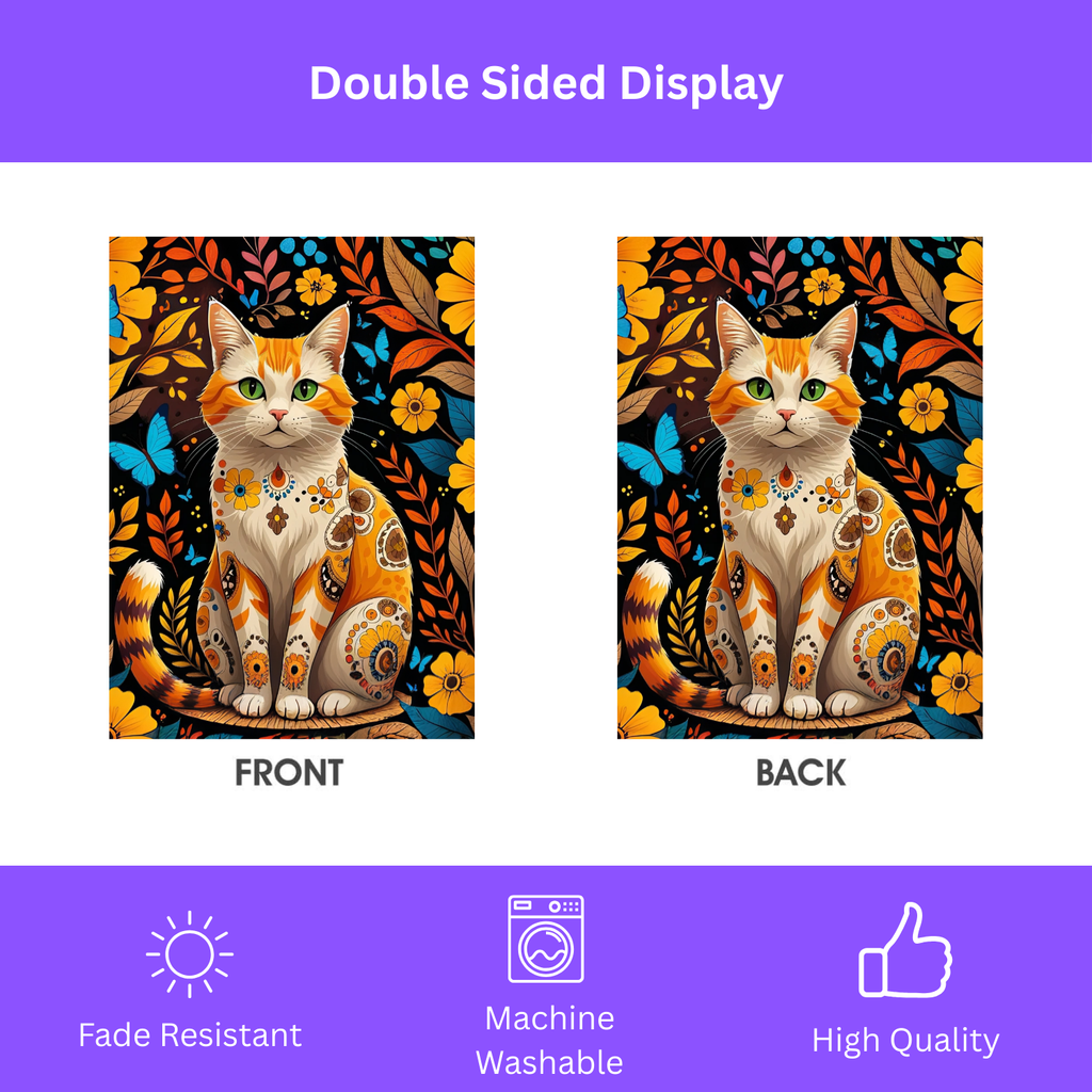 Abstract Ginger Cat Garden Flag