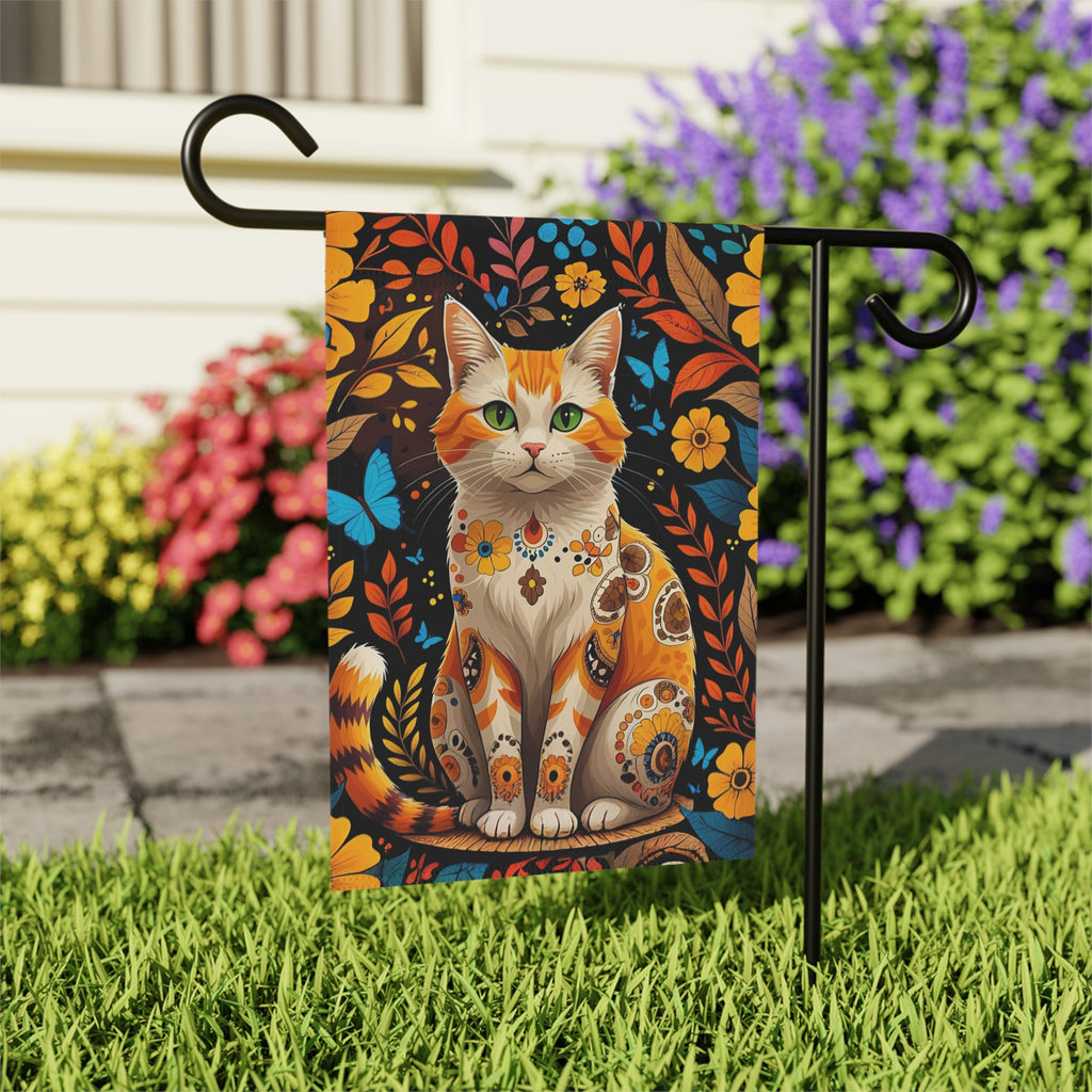 Abstract Ginger Cat Garden Flag
