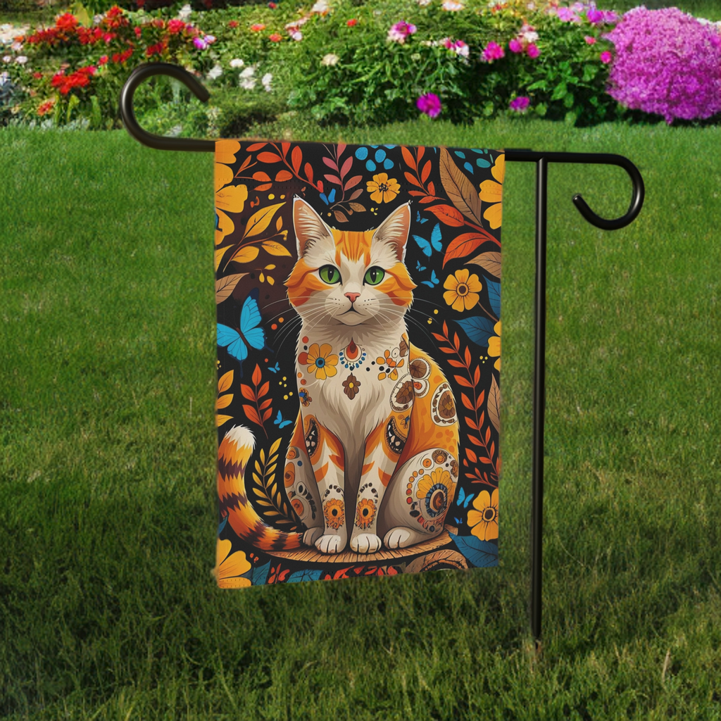 Abstract Ginger Cat Garden Flag