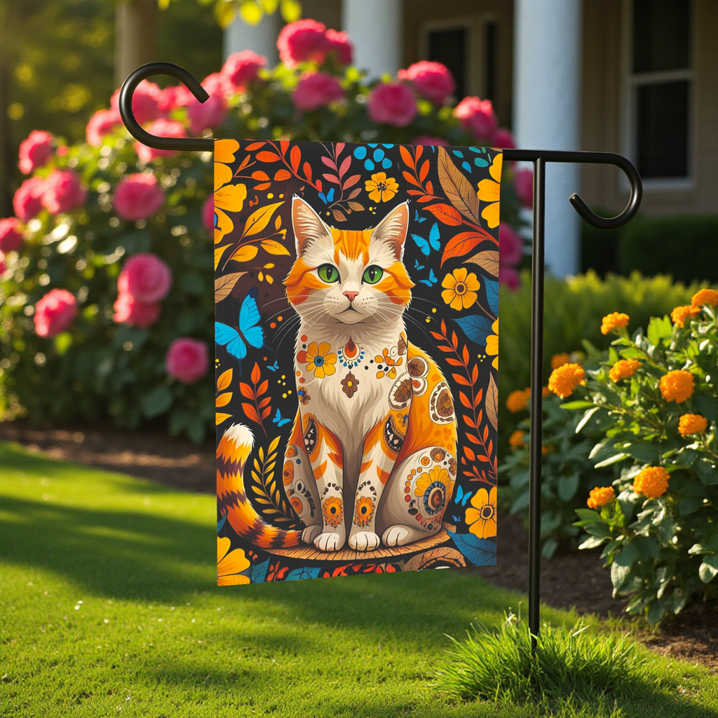 Abstract Ginger Cat Garden Flag