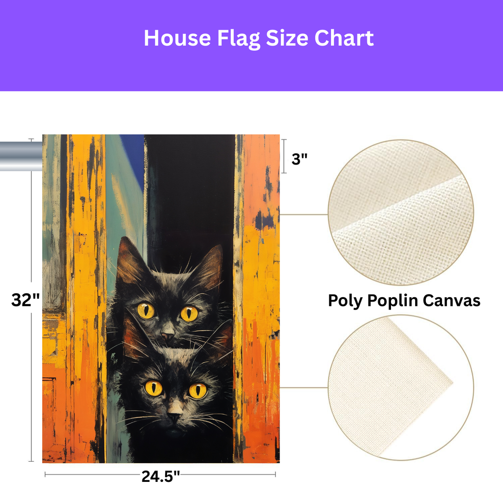 Two Yellow Eye Black Cats Garden Flag - yard display - Dragonfire Gardens