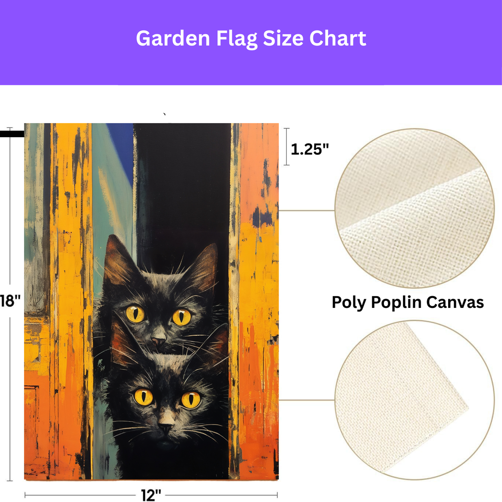 Two Yellow Eye Black Cats Garden Flag - porch decor - Dragonfire Gardens