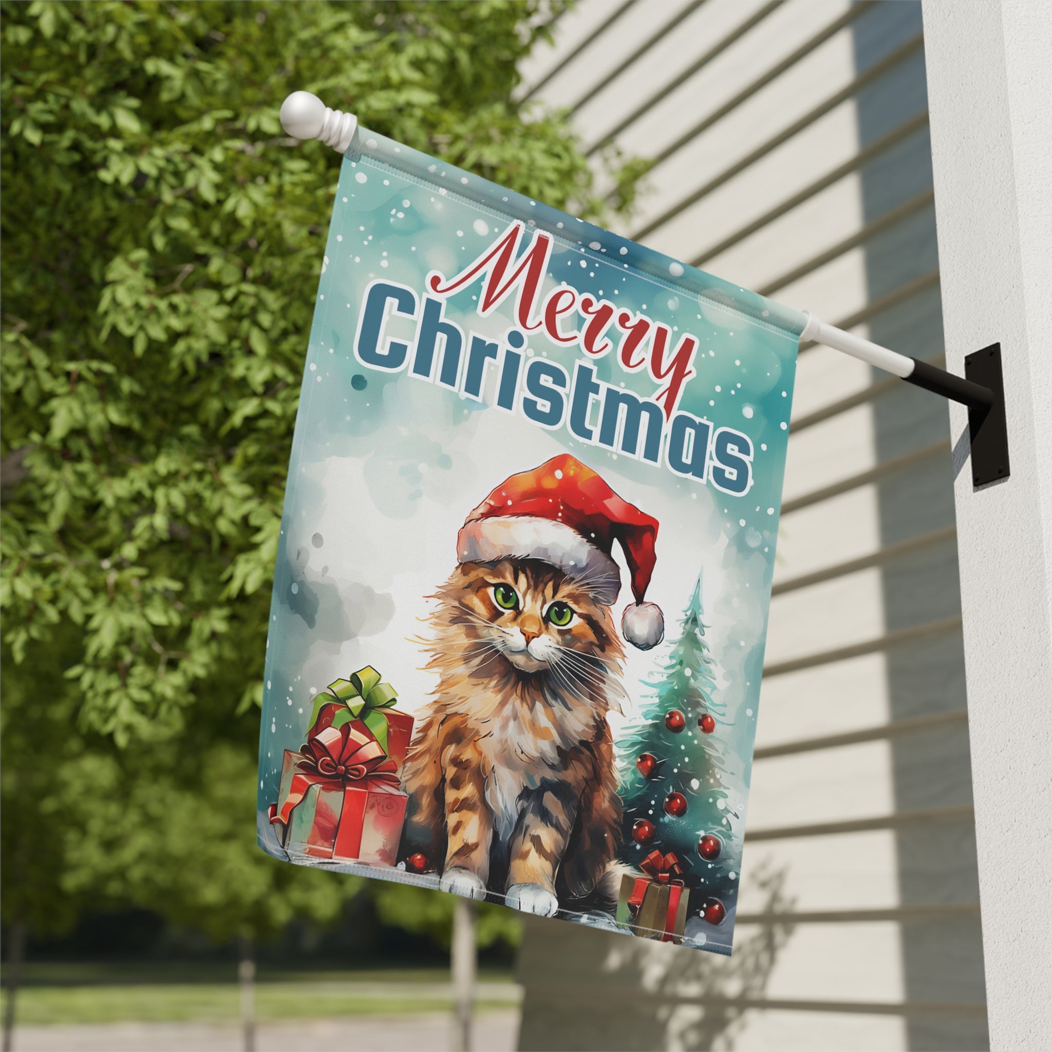 Merry Christmas Cat Garden Flag