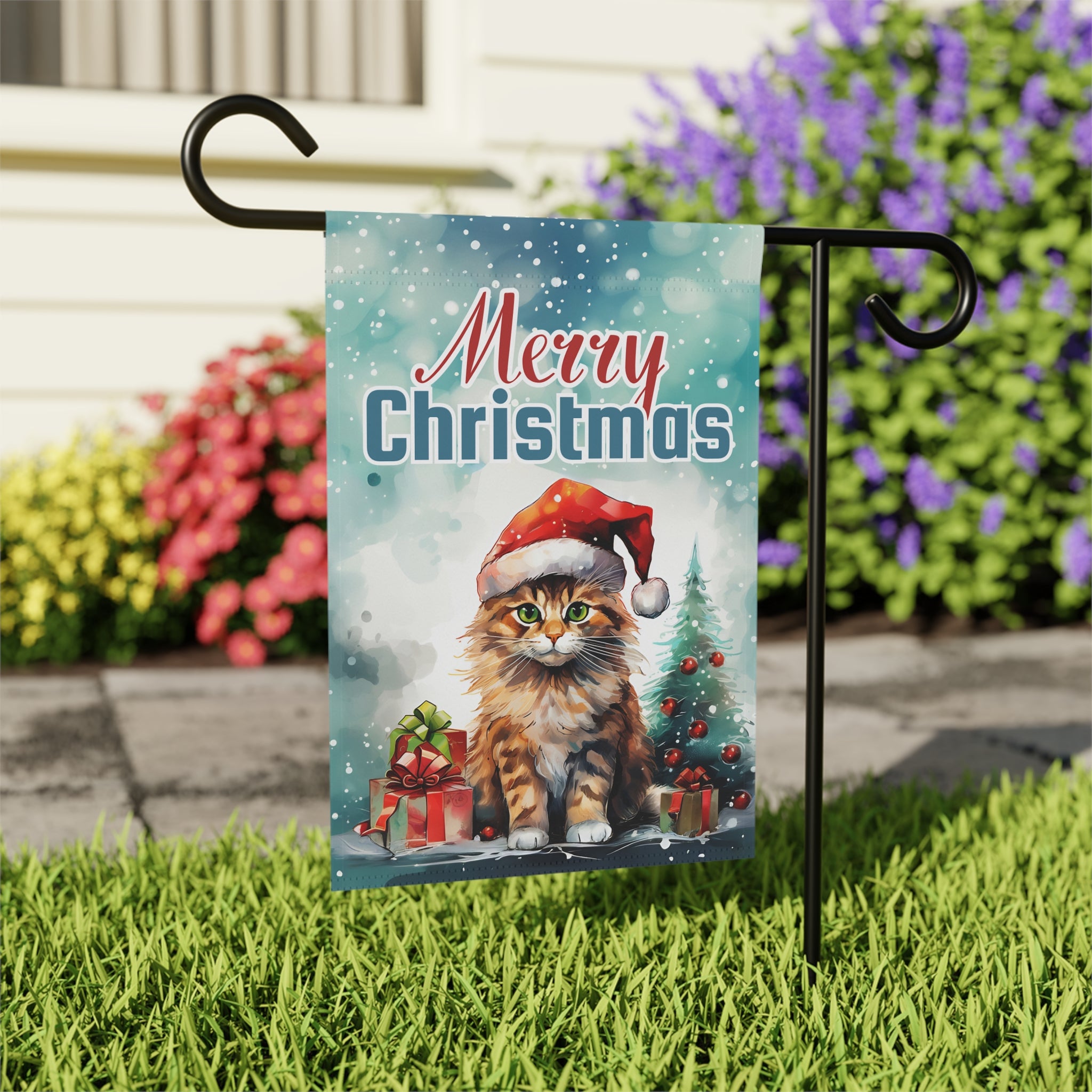 Merry Christmas Cat Garden Flag