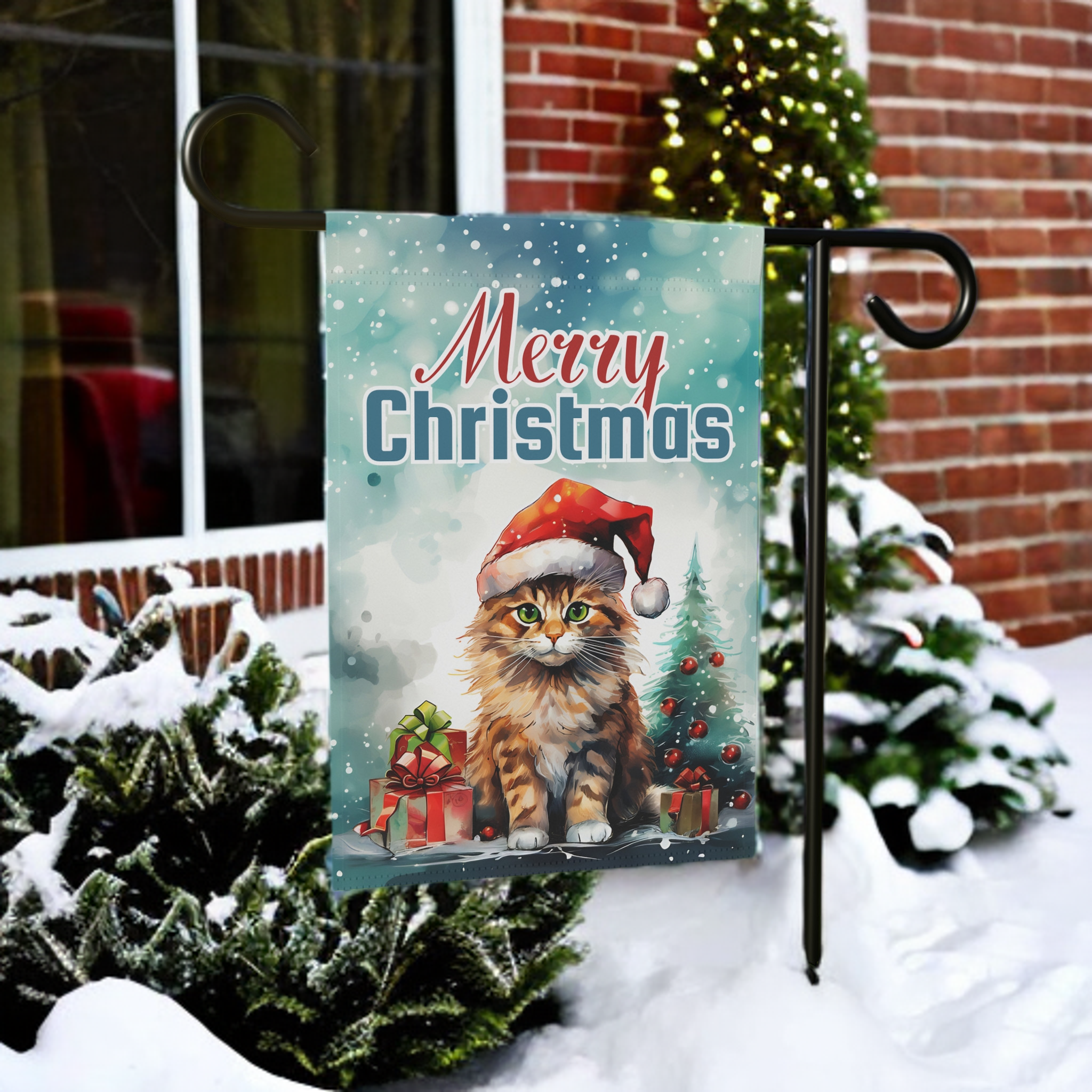 Merry Christmas Cat Garden Flag