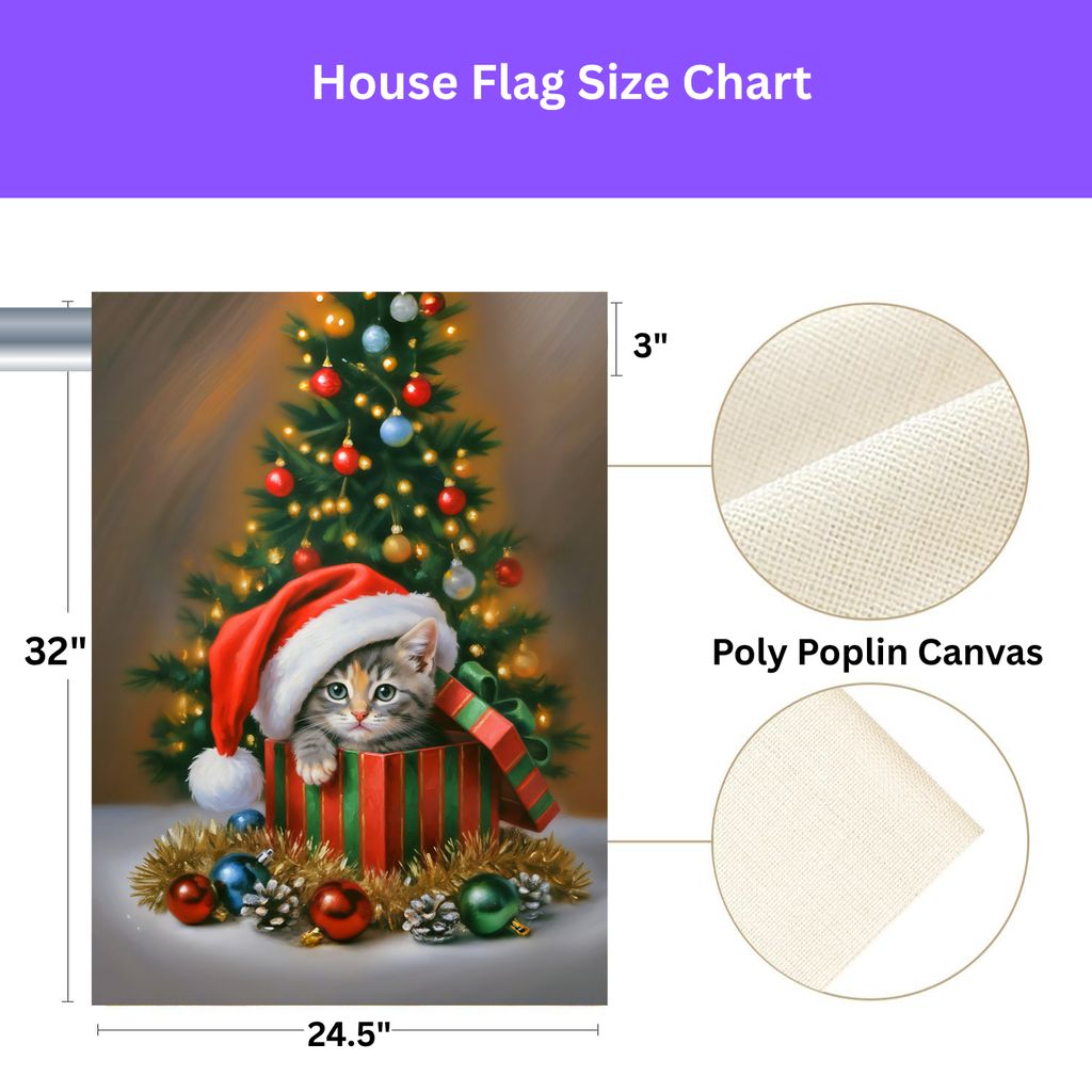 Christmas Present Kitten Garden Flag - yard display - Dragonfire Gardens