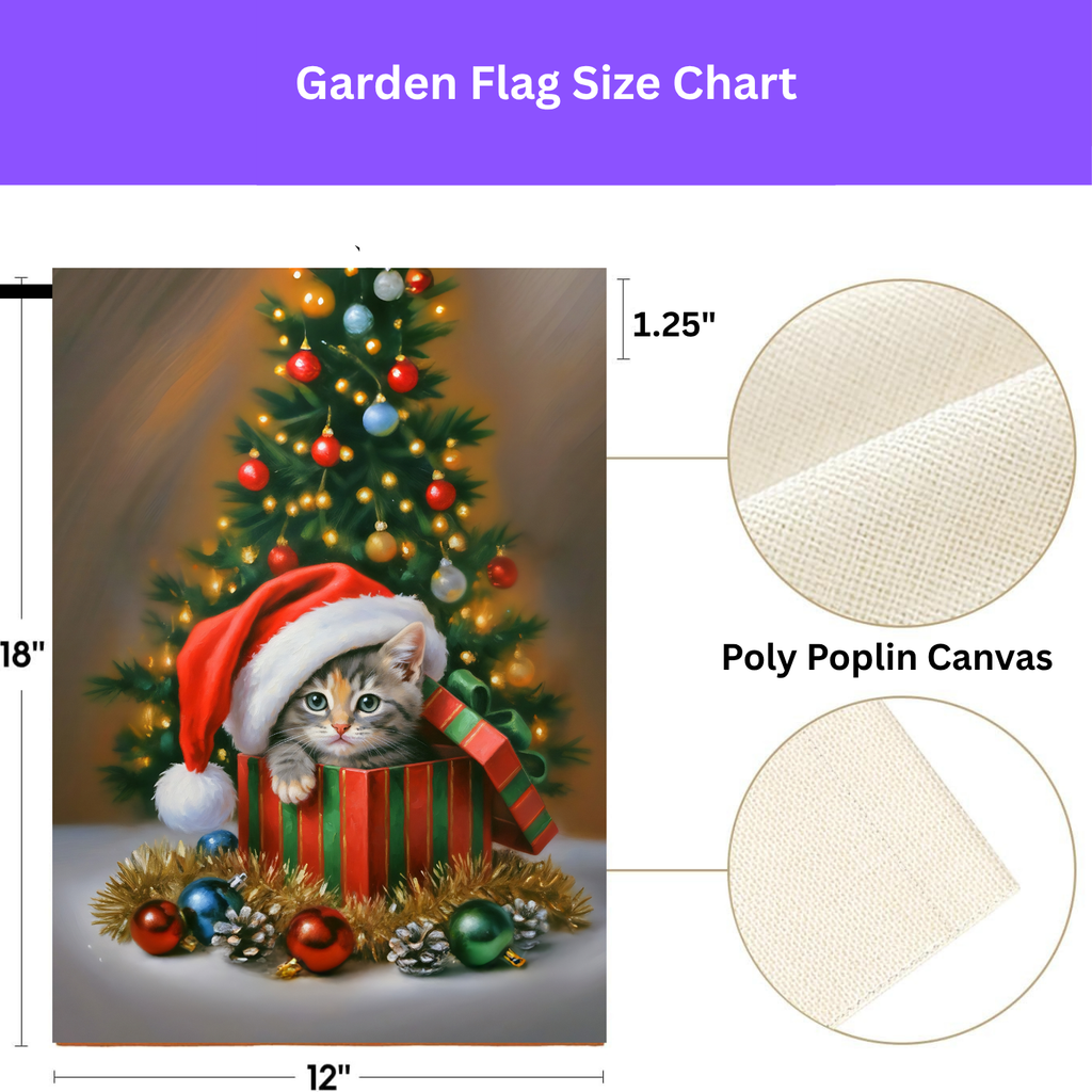 Christmas Present Kitten Garden Flag - porch decor - Dragonfire Gardens