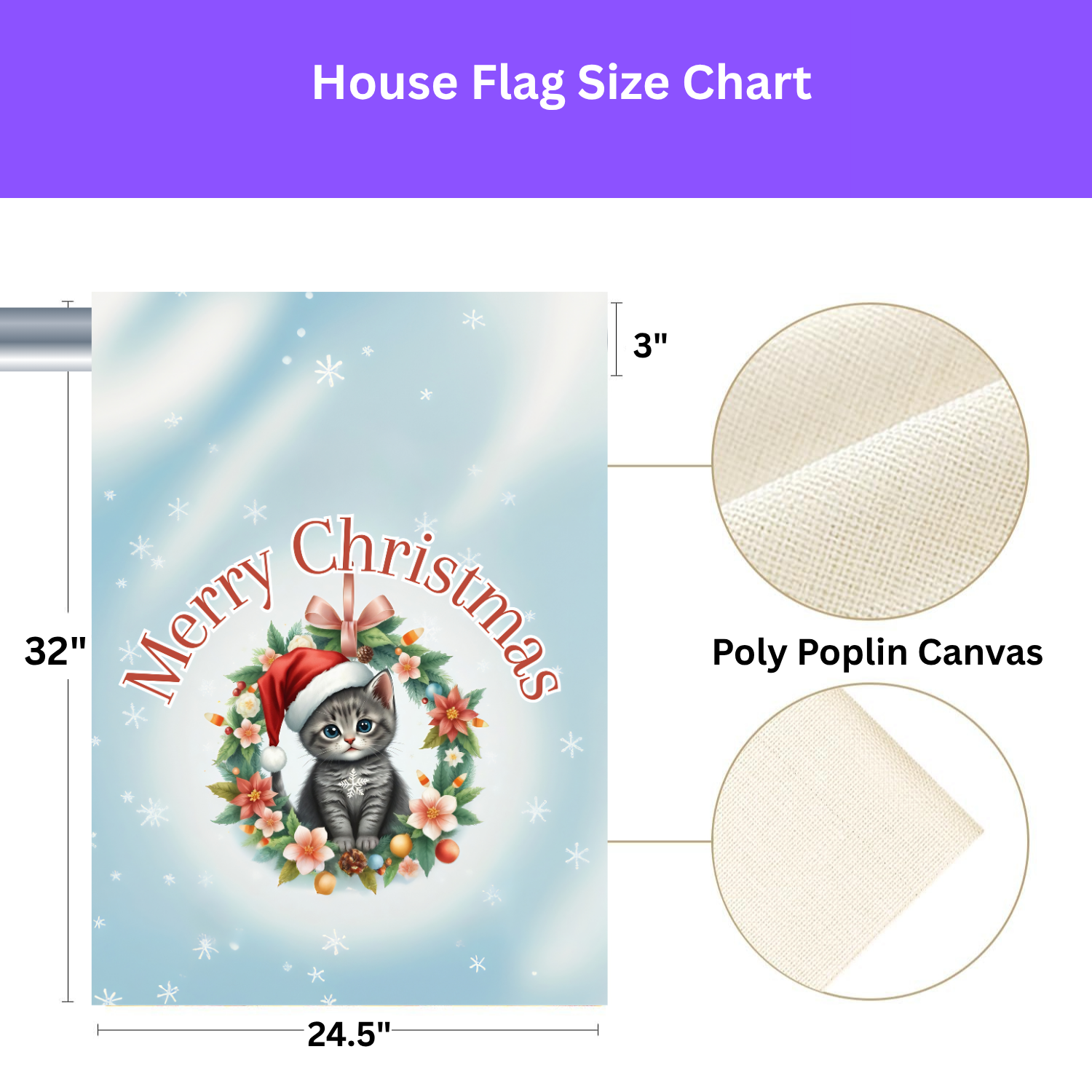 Merry Christmas Cat Wreath Garden Flag