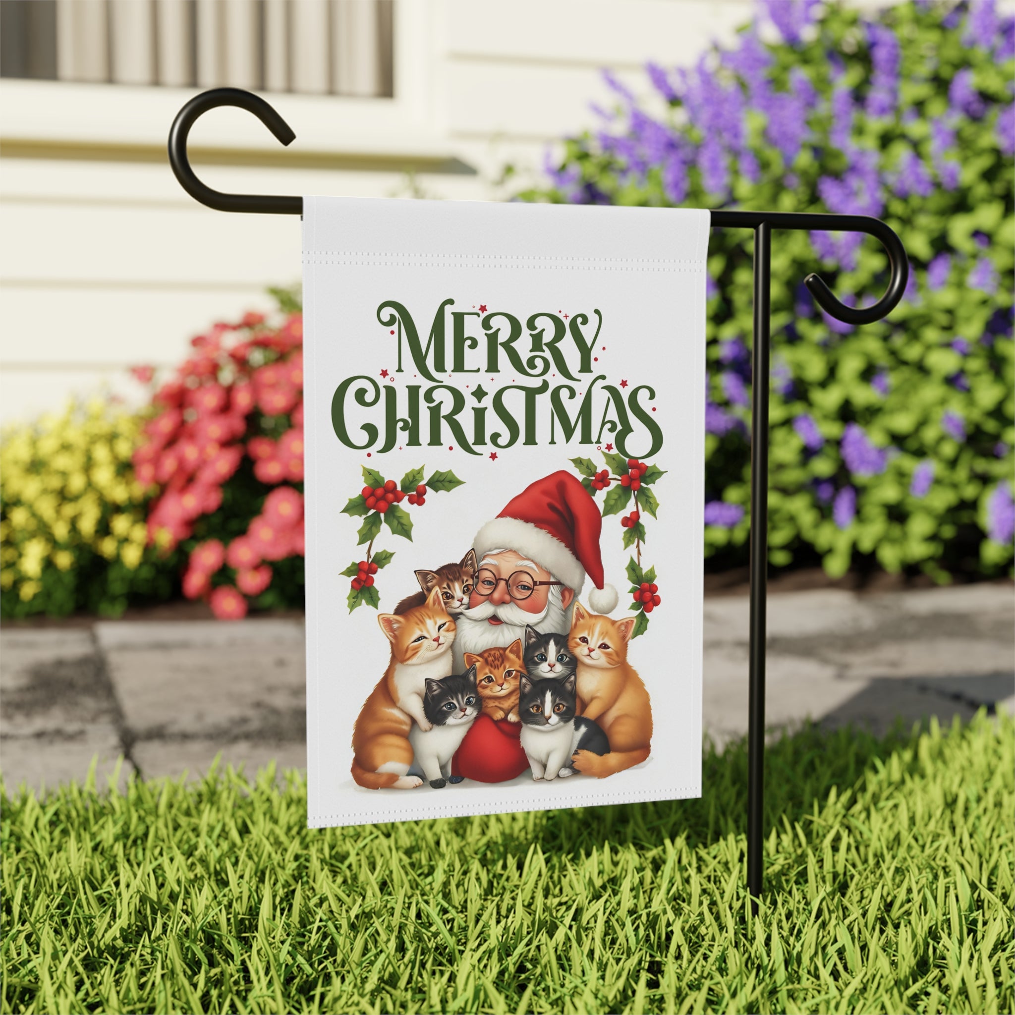Santa's Cats Christmas Garden Flag