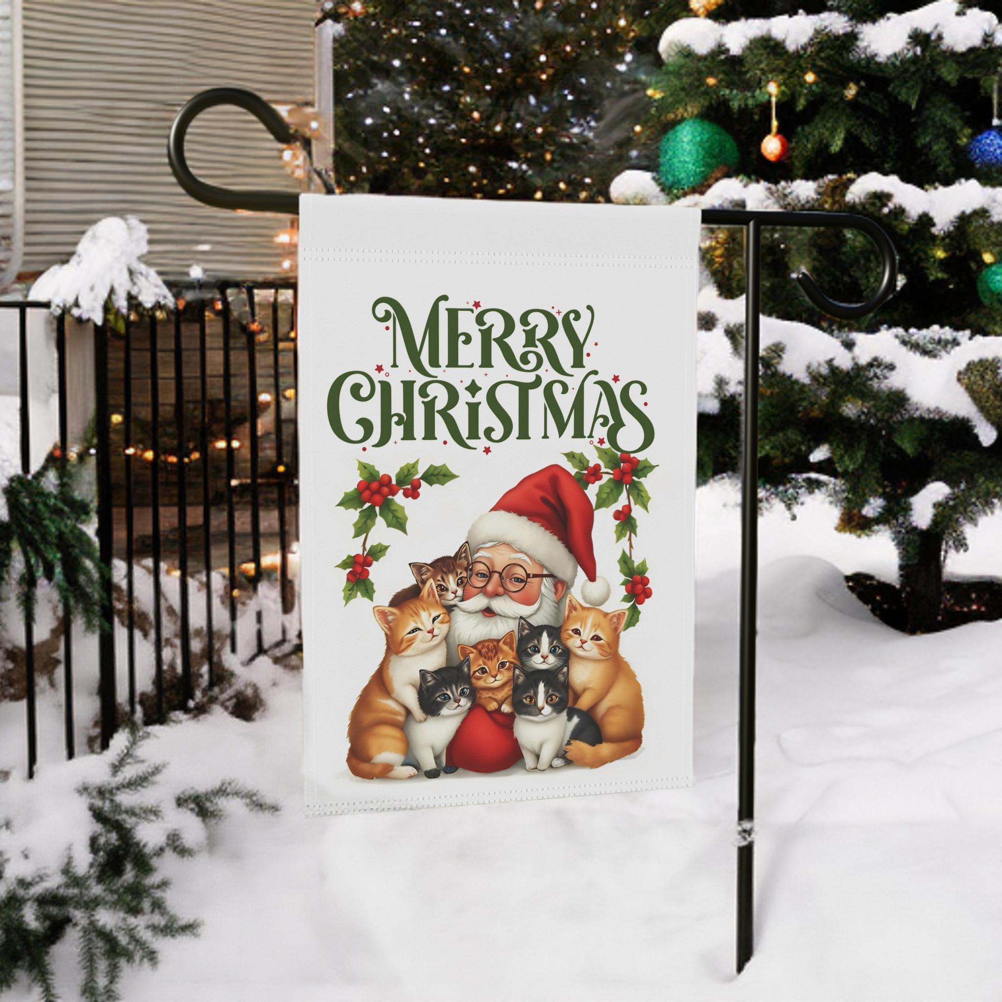Santa's Cats Christmas Garden Flag