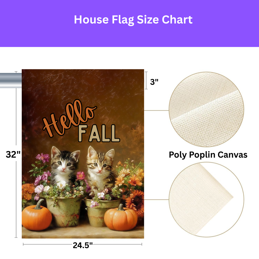 Hello Fall Autumn Kittens in Pots Garden Flag - yard display - Dragonfire Gardens