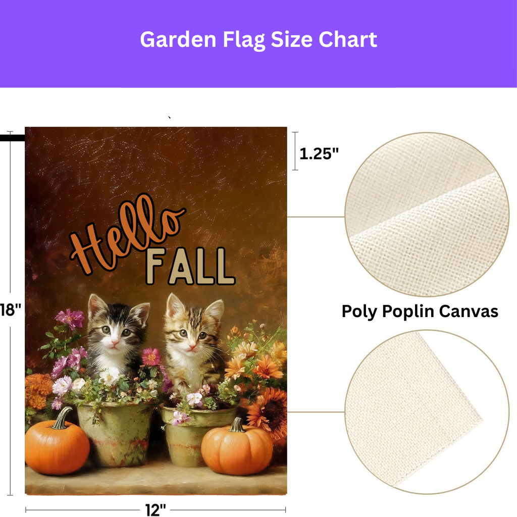 Hello Fall Autumn Kittens in Pots Garden Flag - porch decor - Dragonfire Gardens
