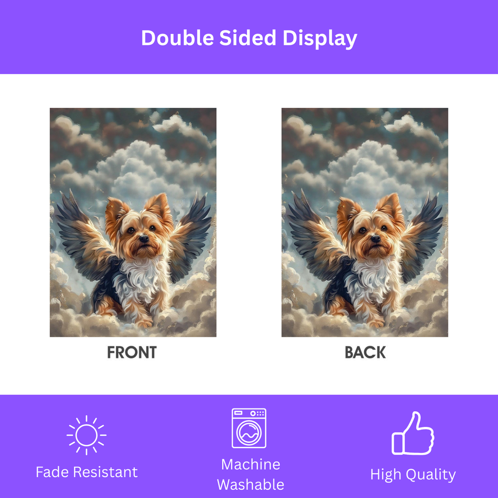 Yorkie Angel Garden Flag - yard display - Dragonfire Gardens