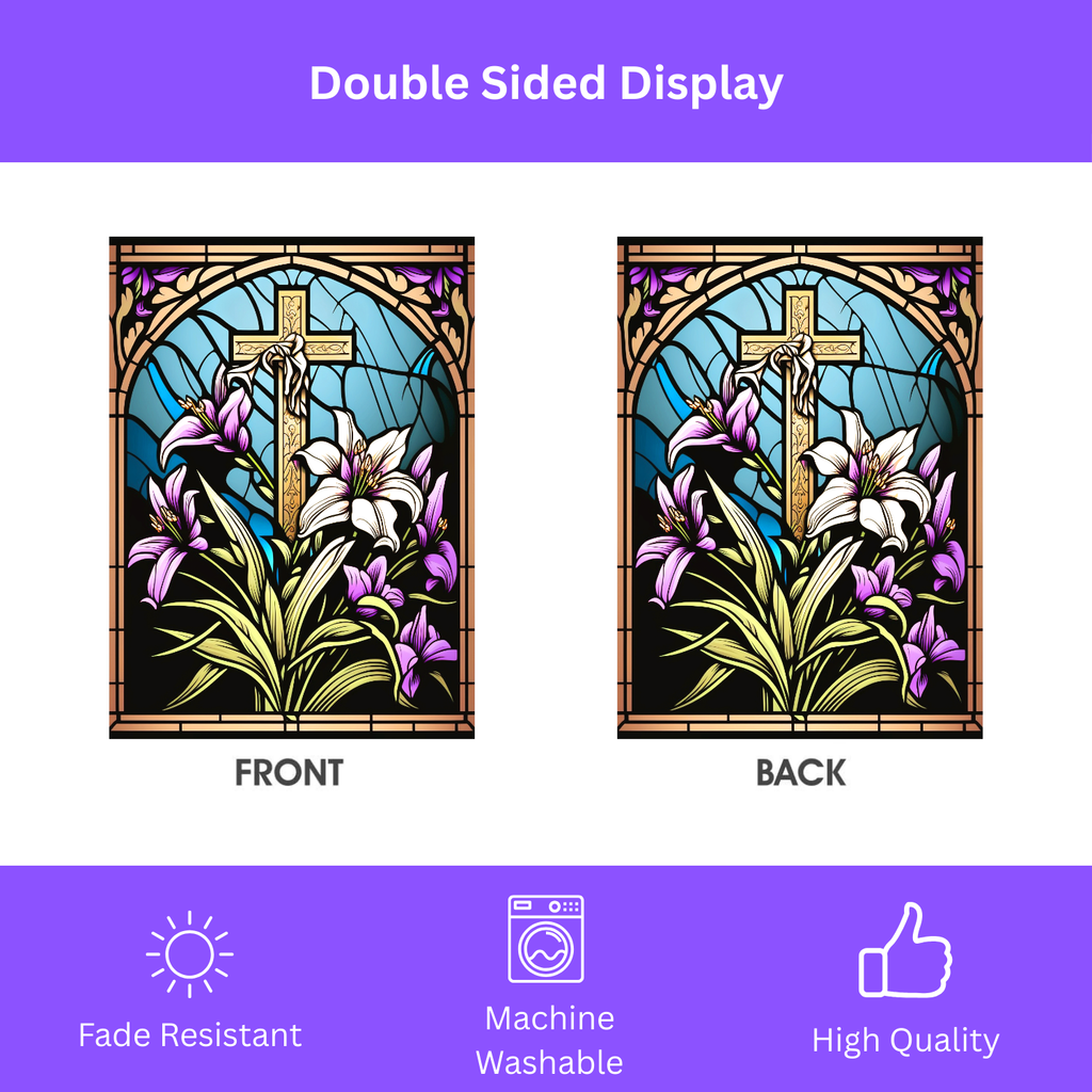 Abstract Cross And Lilies Easter Garden Flag